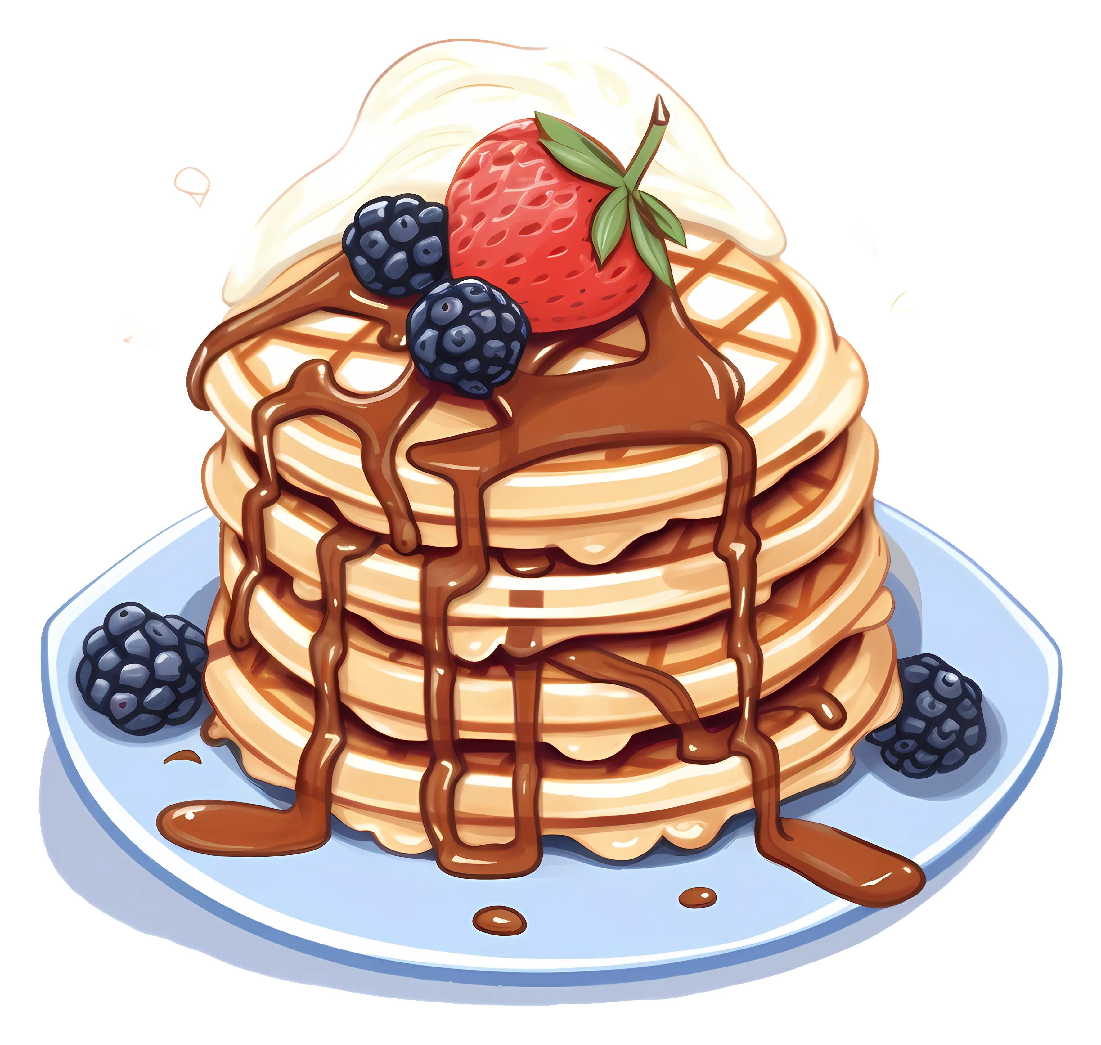 Delicious Pancakes with Chocolate and Berries
