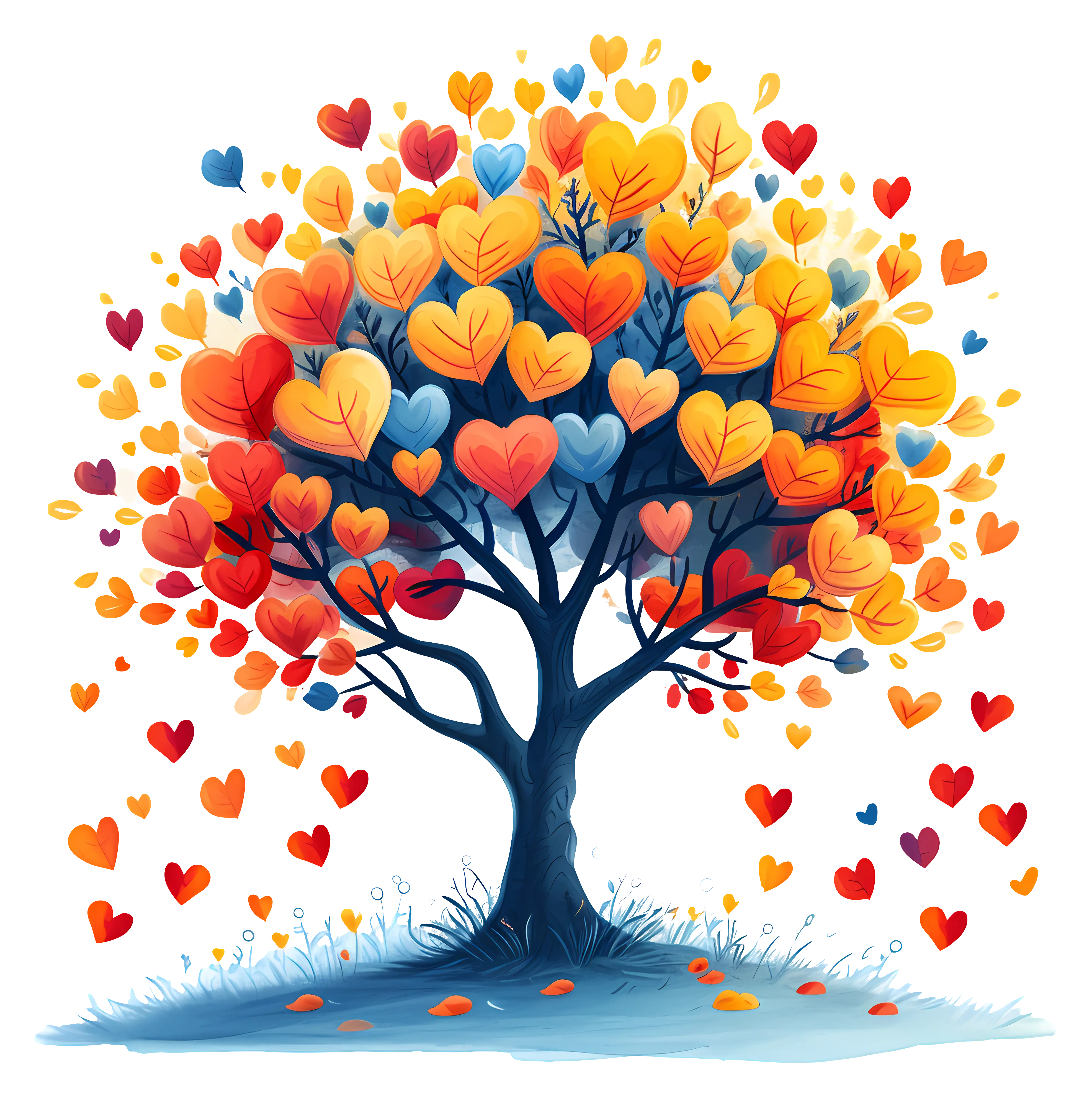 Heart-Shaped Leaves in Vibrant Colors
