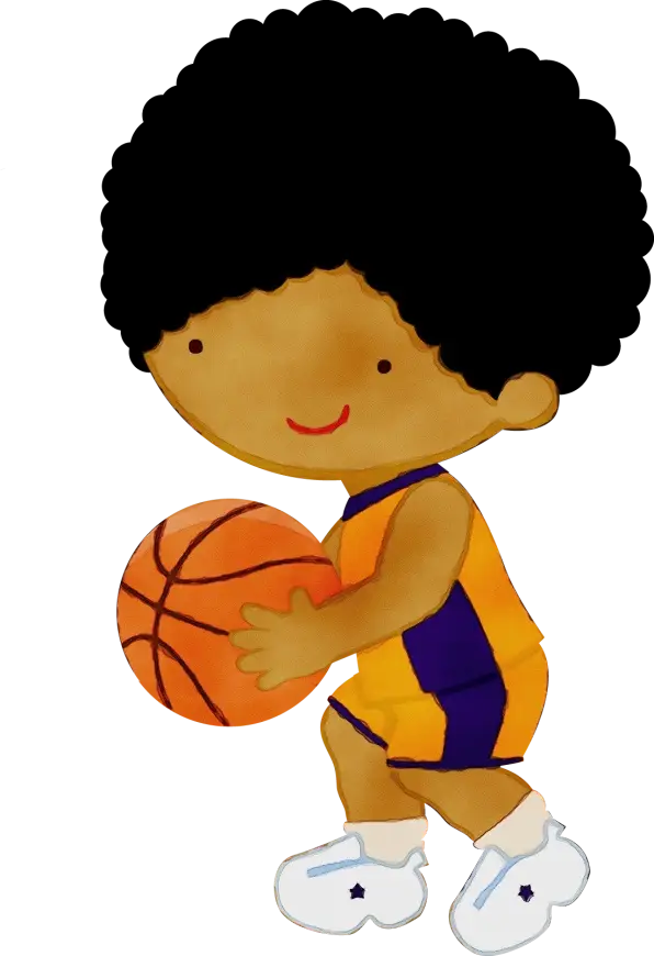 Cartoon of Basketball Player Holding a Ball
