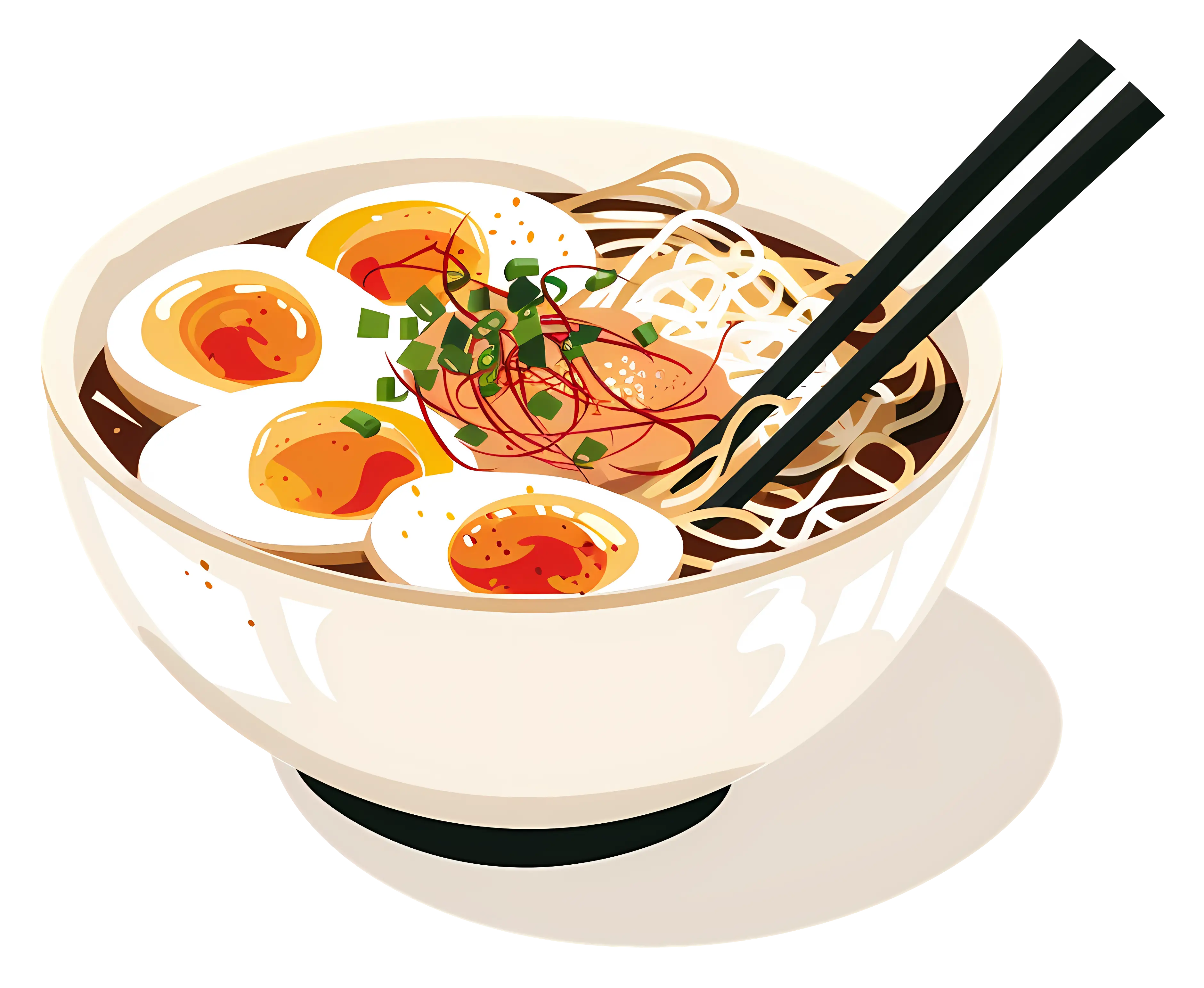 Bowl of Delicious Ramen with Eggs and Chopsticks