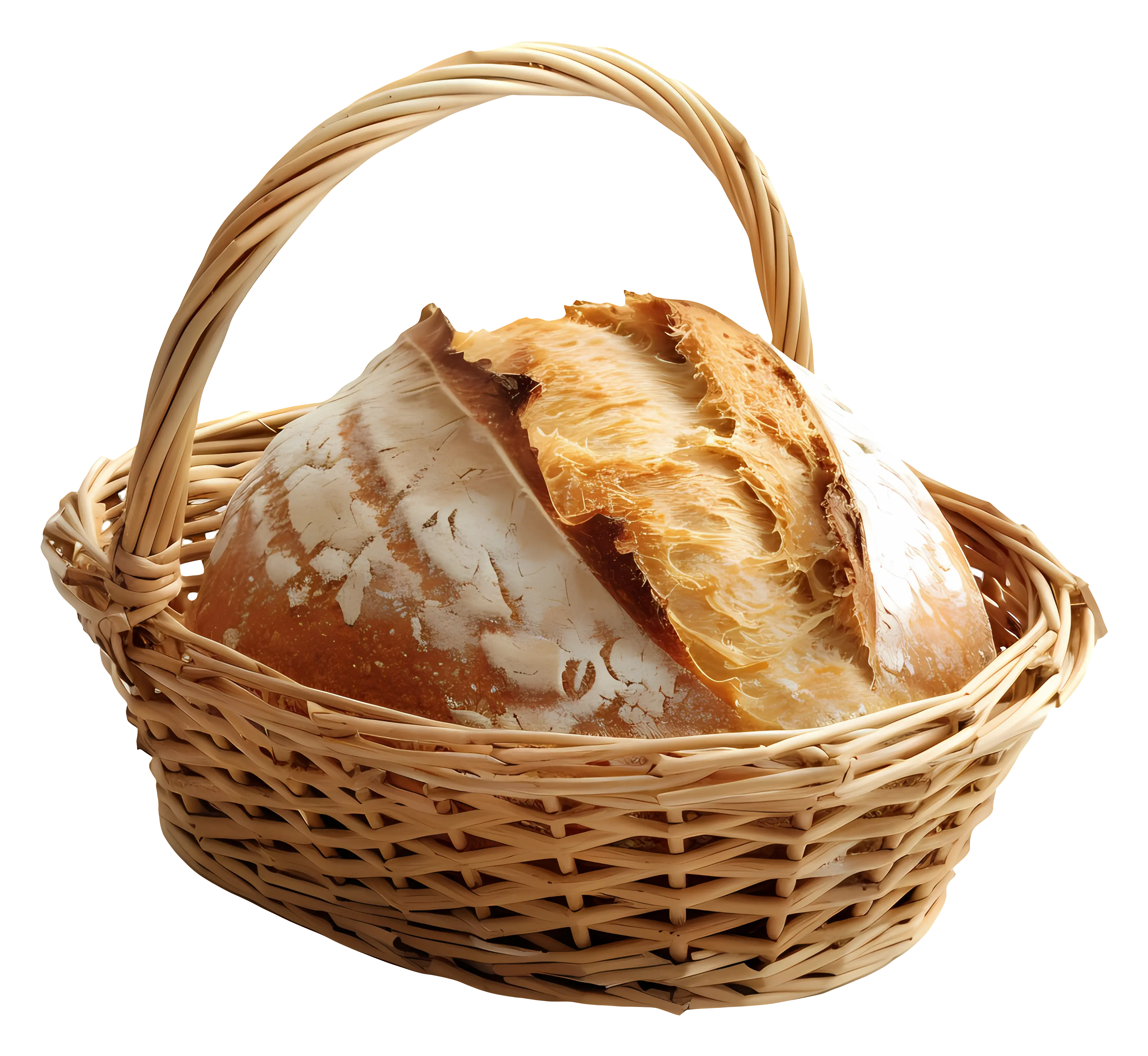 Rustic Bread in a Wicker Basket