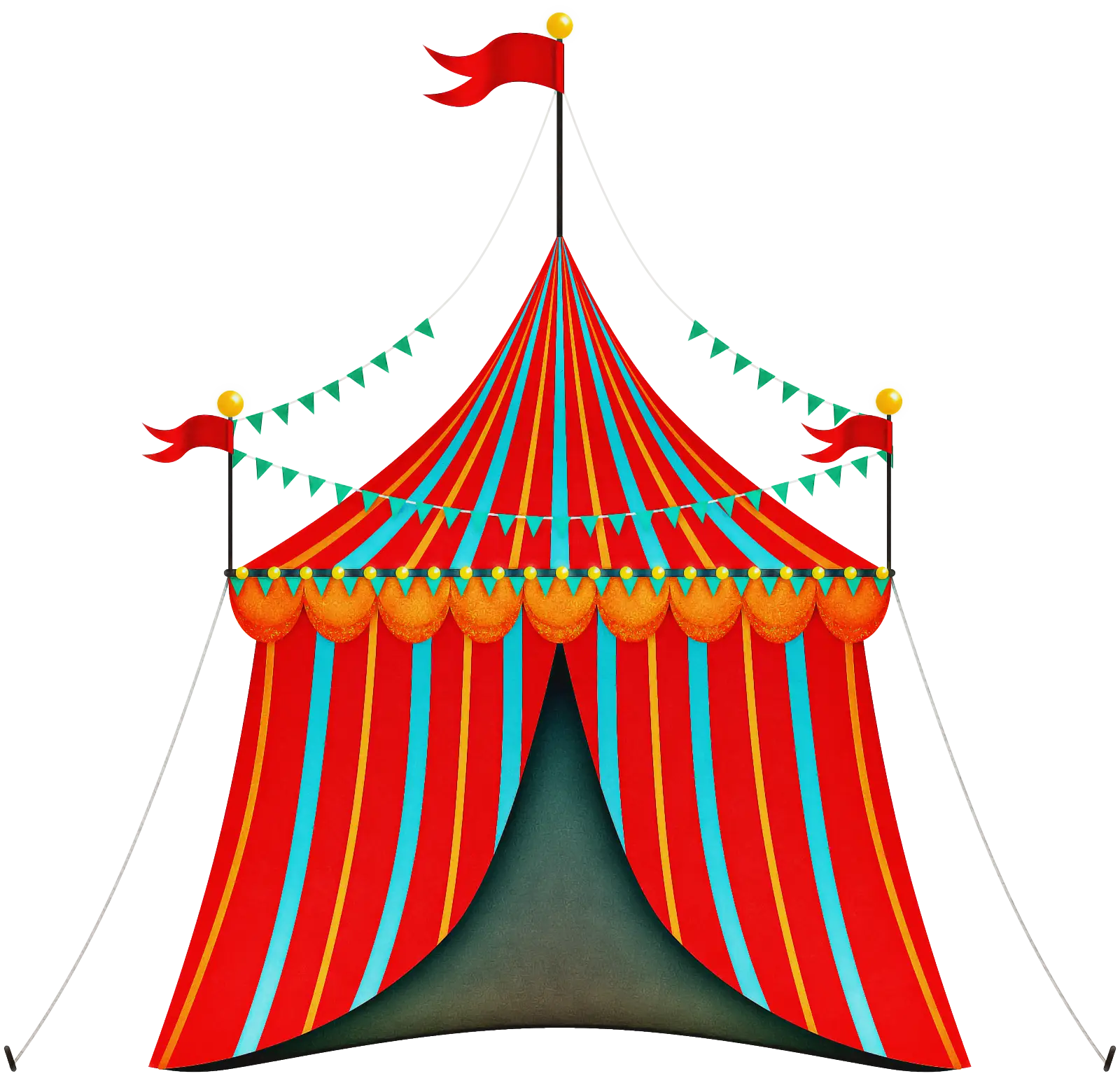 Circus Tent with Stripes and Flags