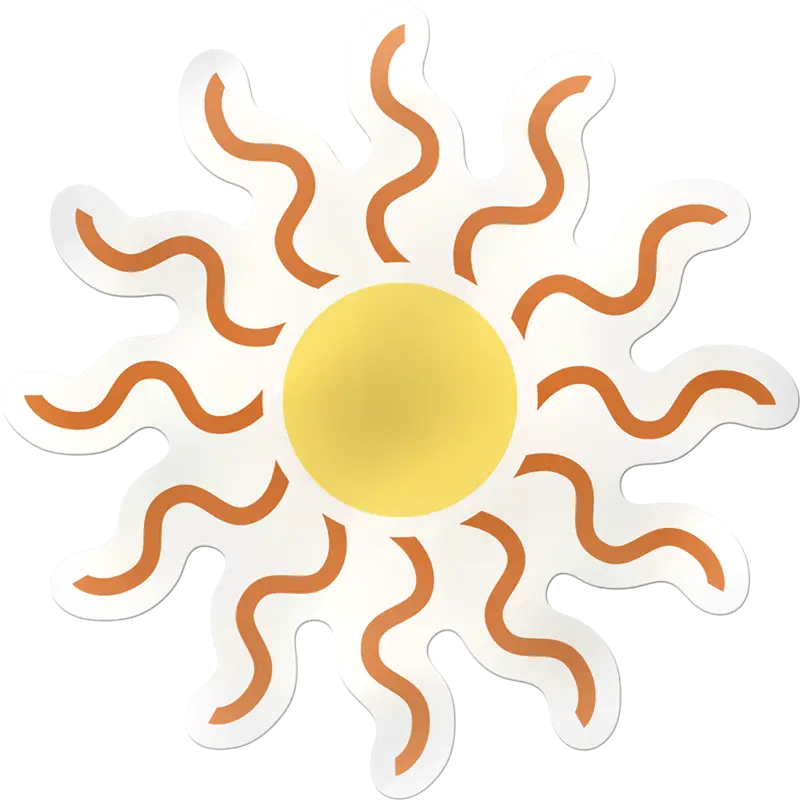 Illustrated Sun with Warm Radiating Rays