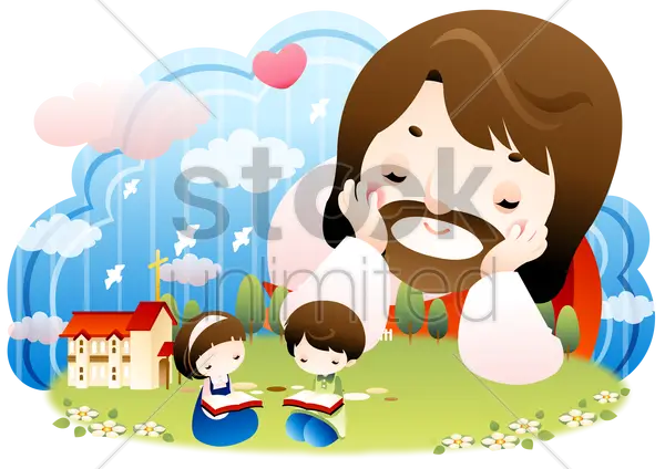 Jesus with Children Reading Books