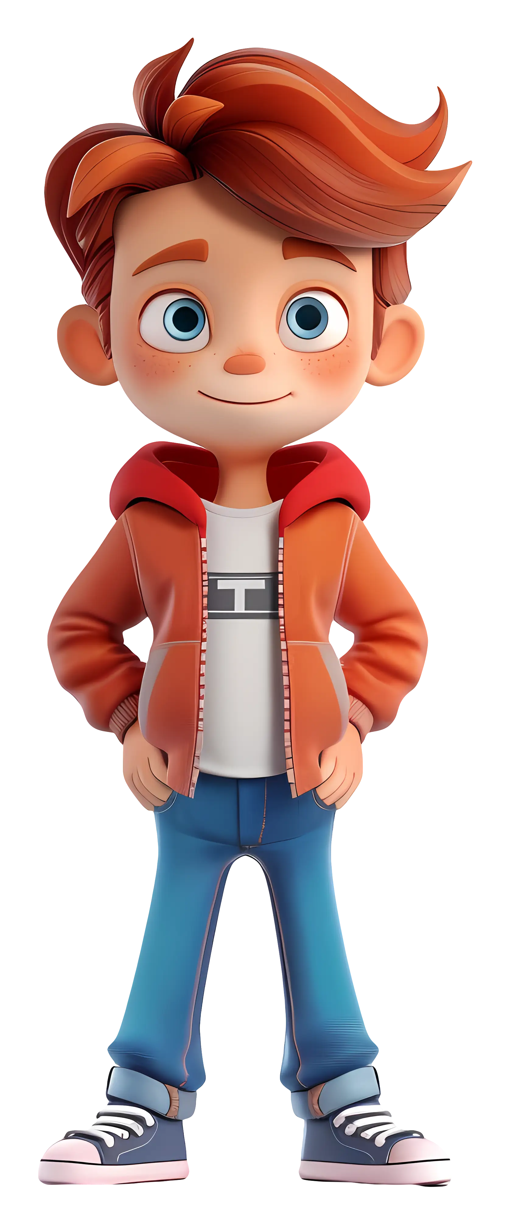 Cartoon Boy in Orange Jacket