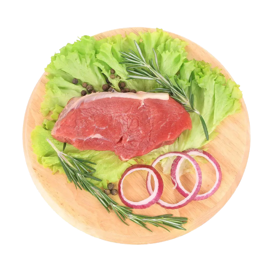Raw Steak on Lettuce with Onion