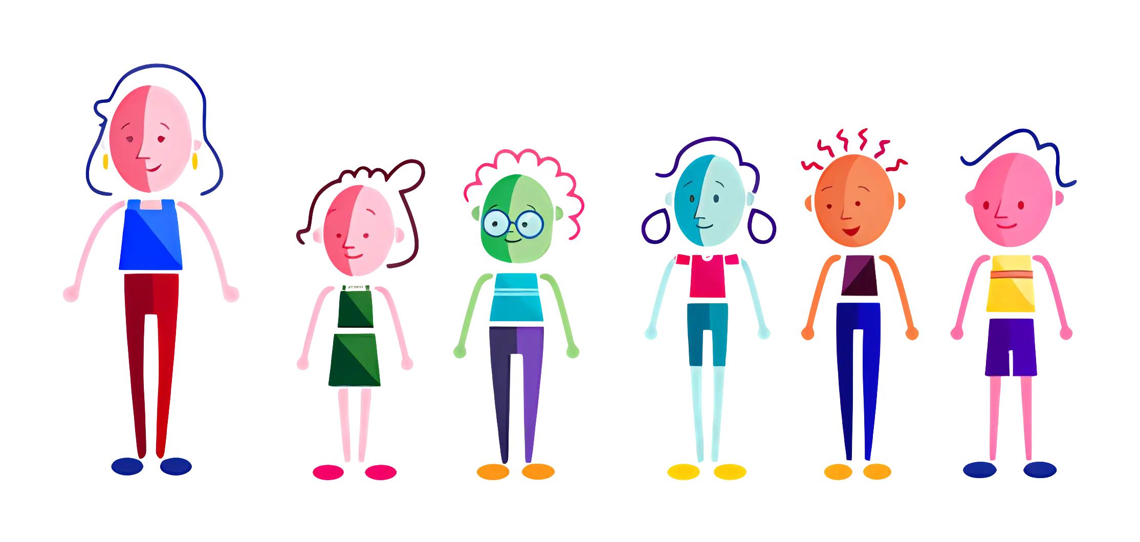 Colorful Cartoon Characters Group