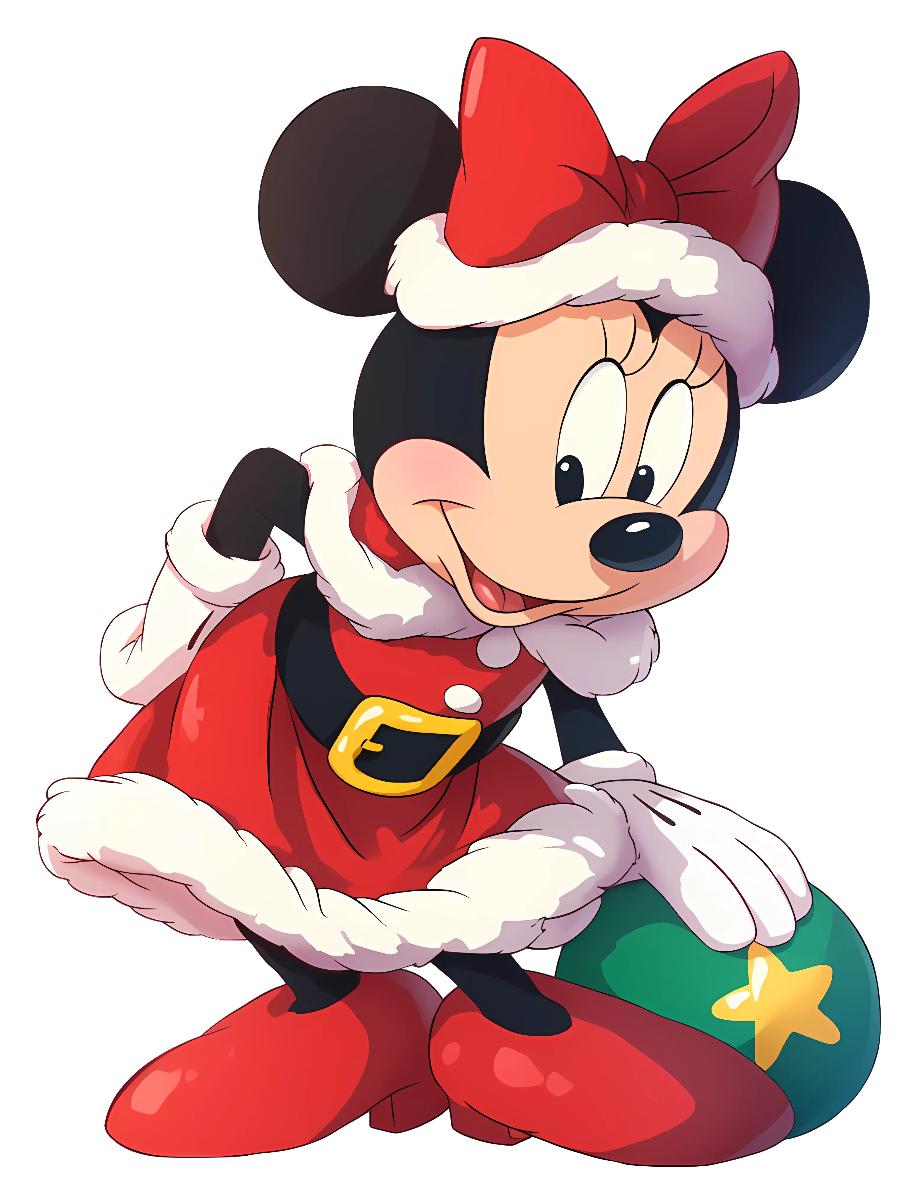 Christmas Minnie Mouse Dressed in Festive Attire