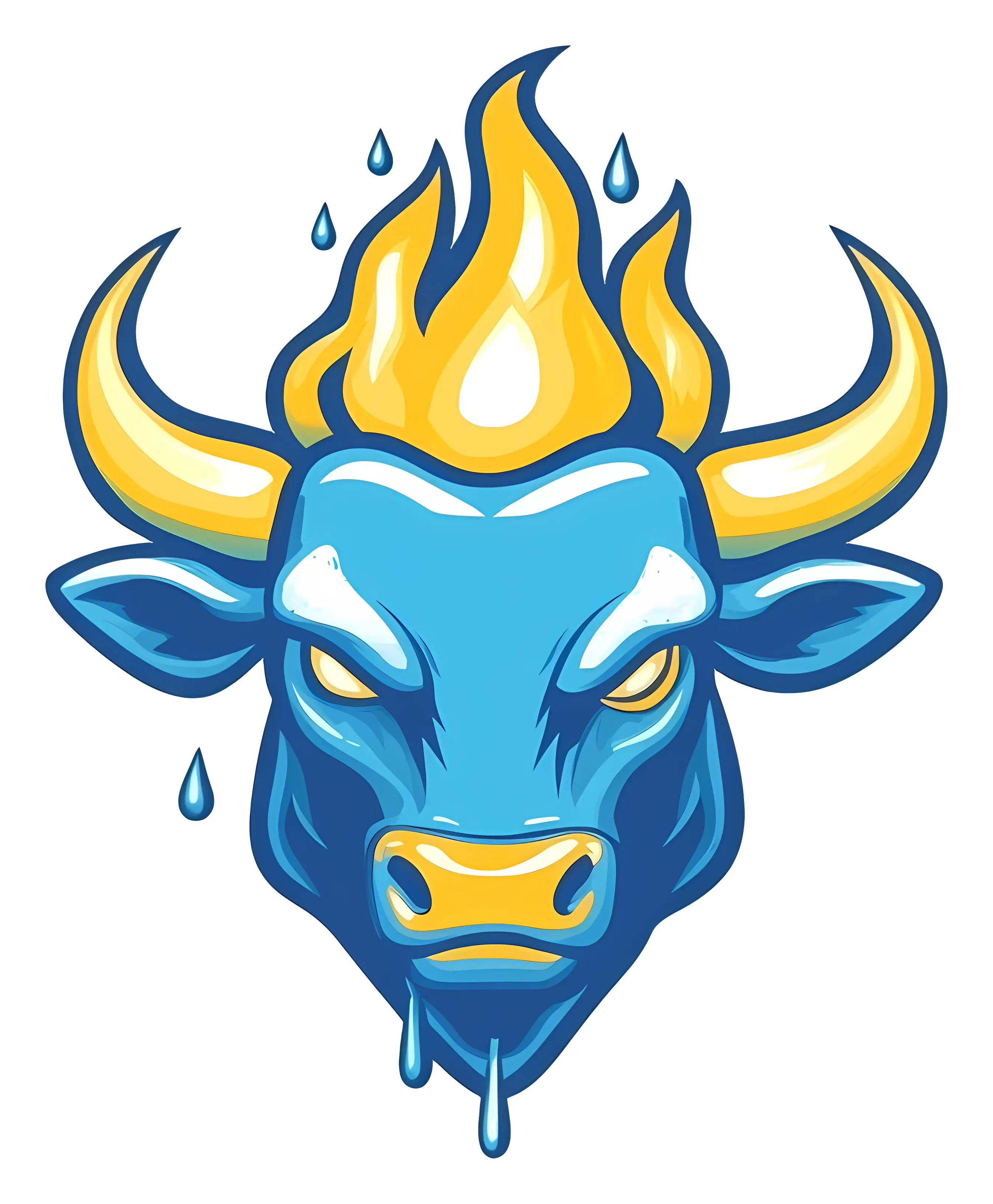 Blue Buffalo Icon with Flames as Fiery Logo Design