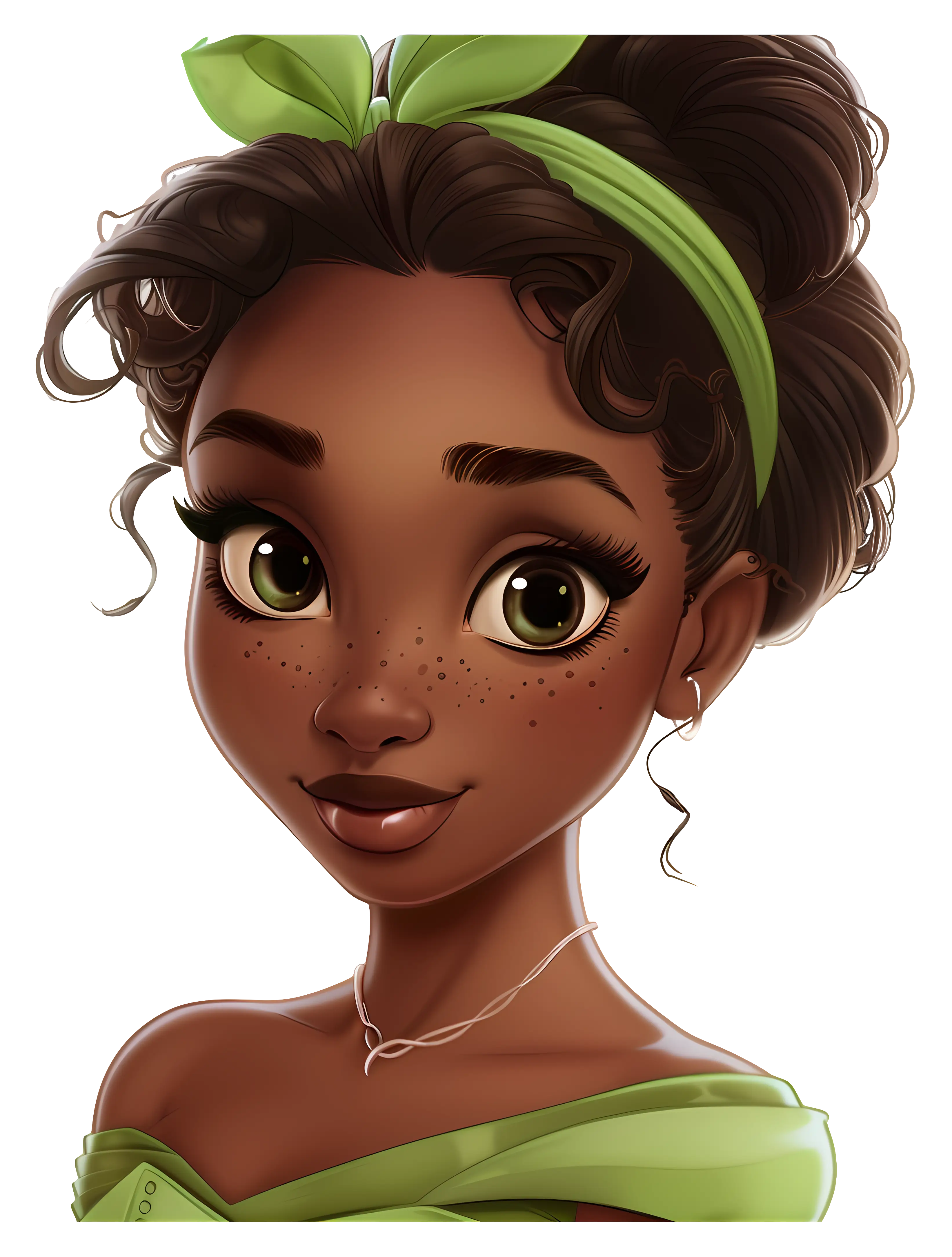 Girl with Green Dress and Freckles