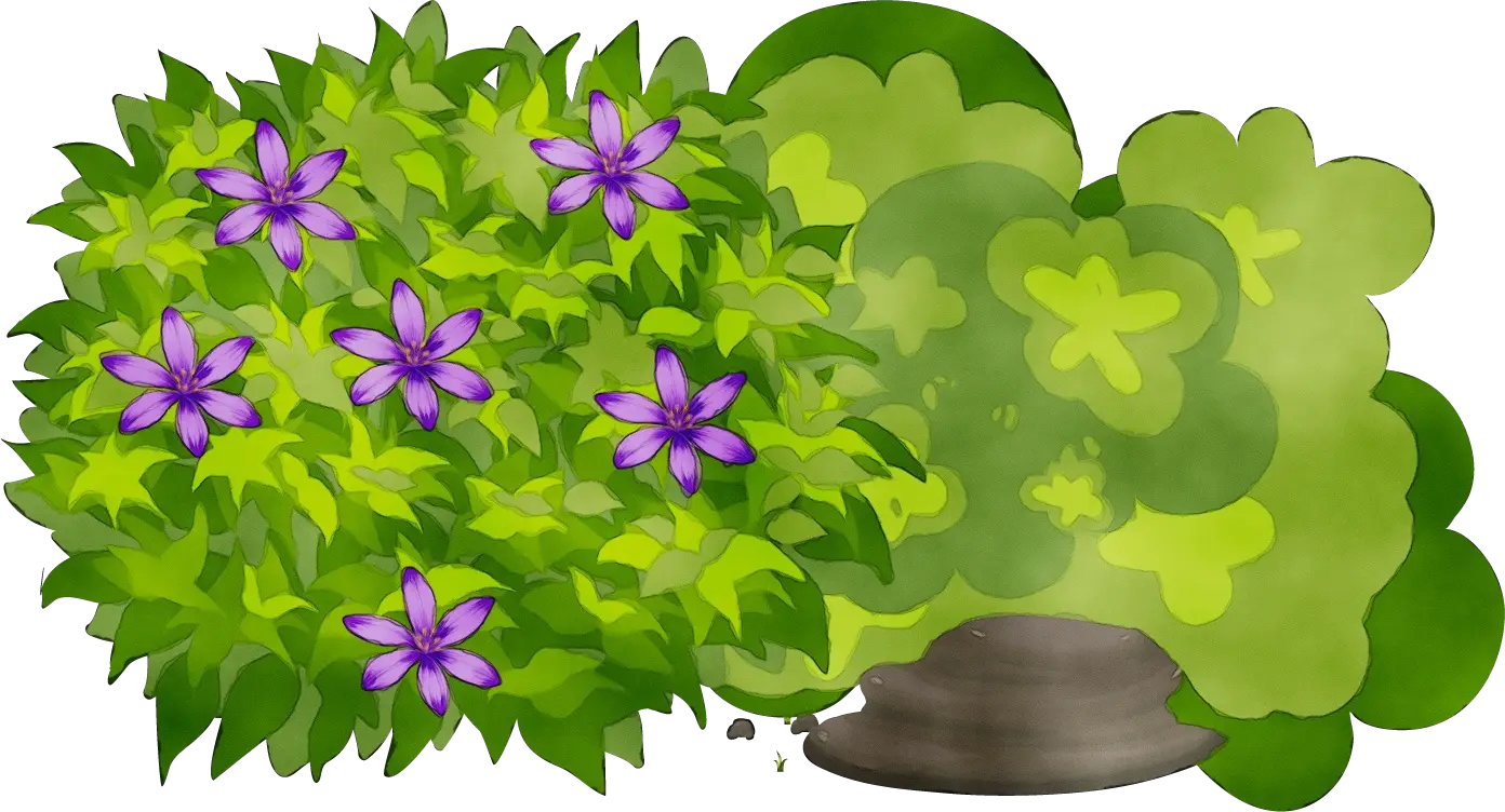 Bush with Purple Flowers in Nature Illustration