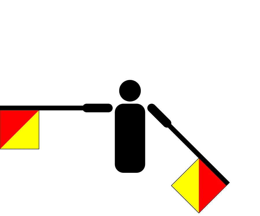 Figure Using Semaphore with Red and Yellow Flags