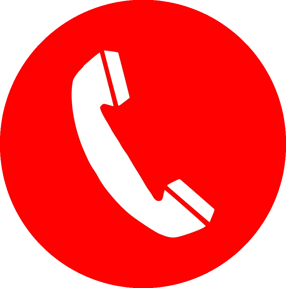 White Phone Icon in Red Circle