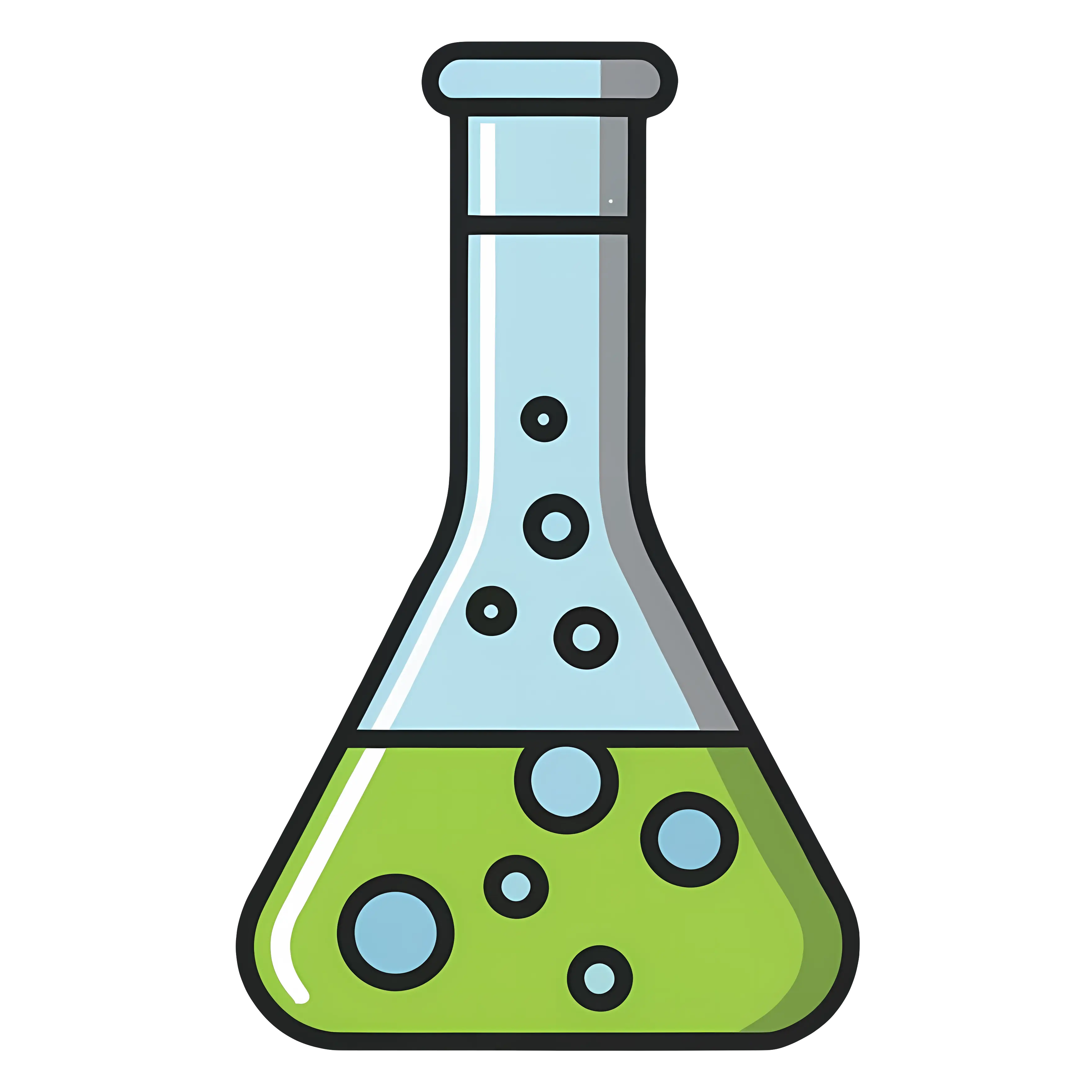 Cartoon Science Flask with Green Liquid