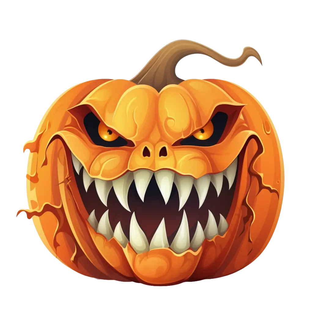 Scary Pumpkin with Evil Carved Face for Halloween