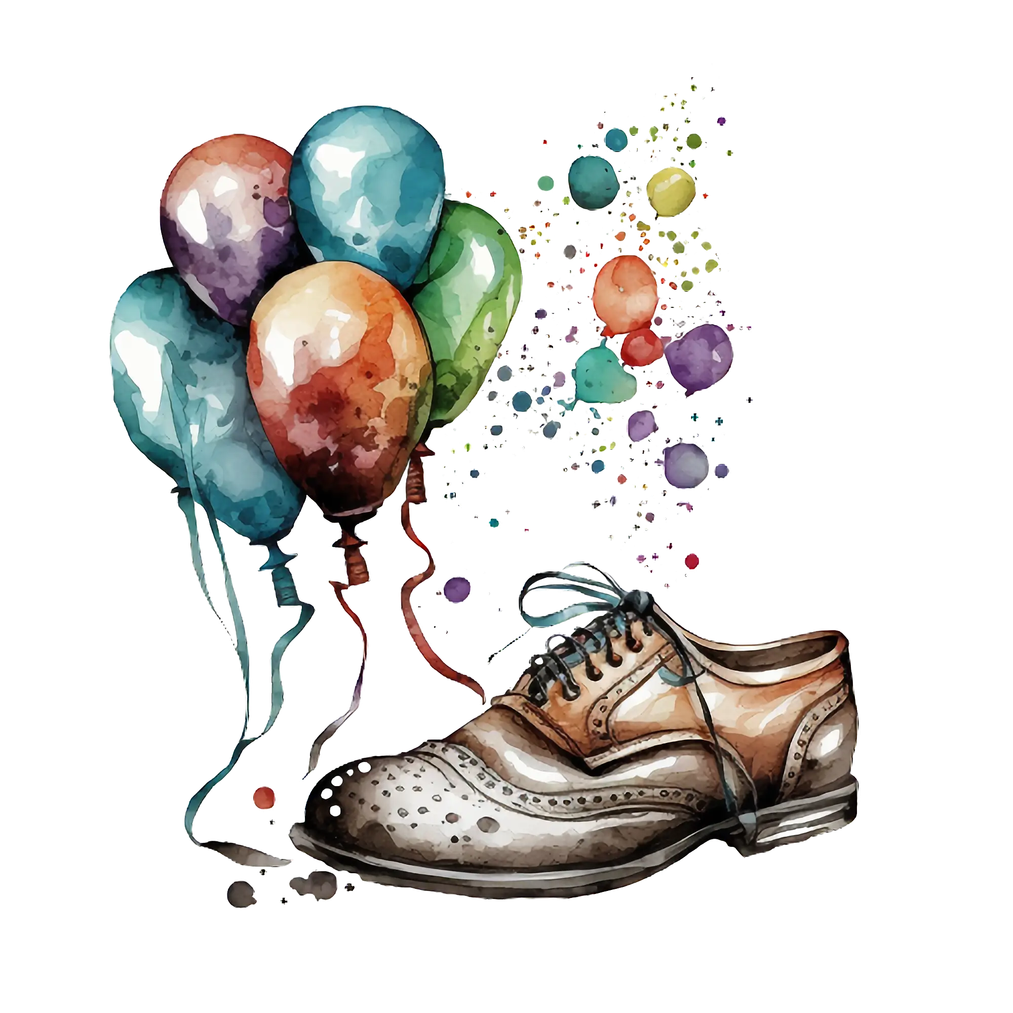 Shoe with Colorful Balloons Illustration