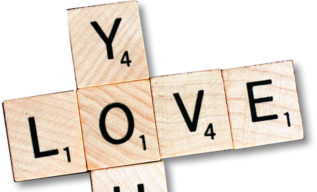 Scrabble Tiles Spelling &#039;LOVE&#039;