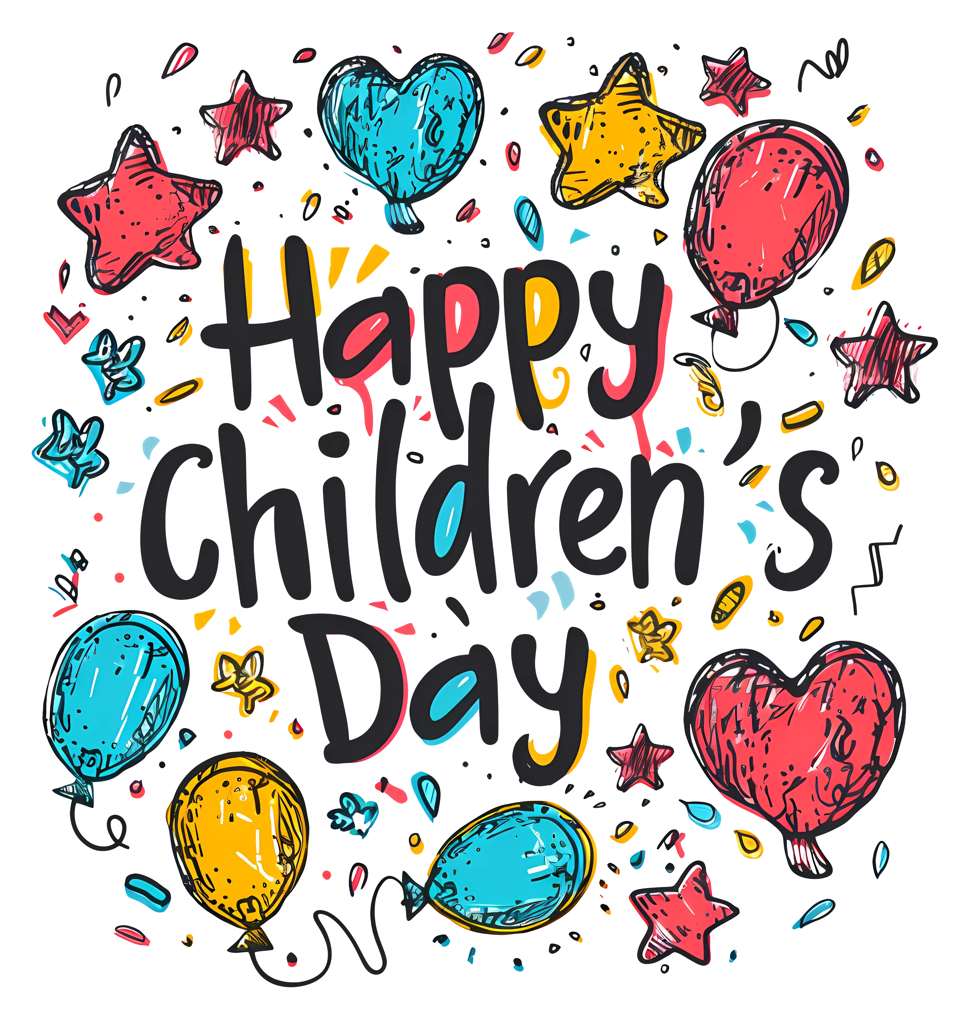 Happy Children&#039;s Day with Balloons and Stars
