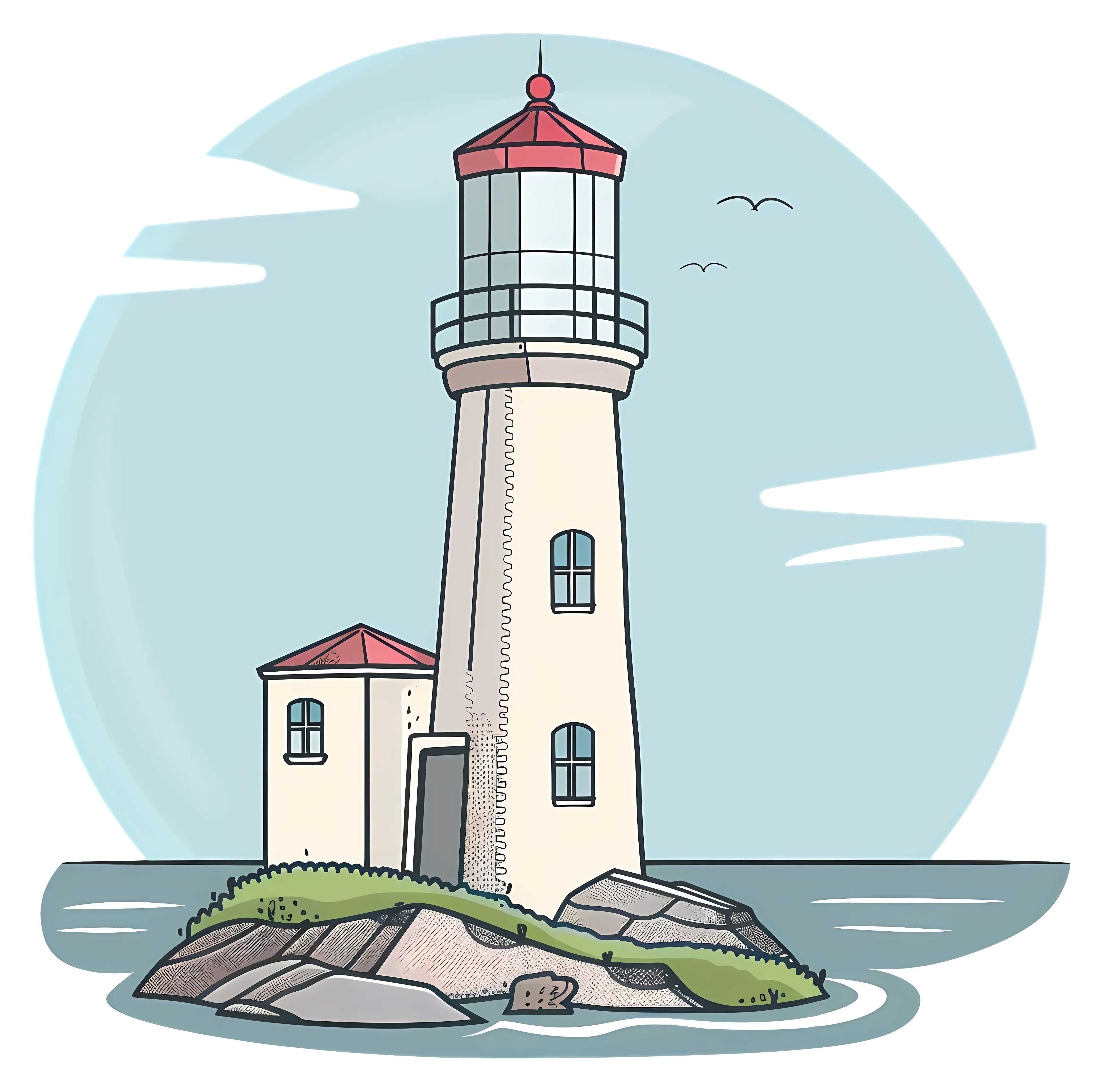Lighthouse on a Peaceful Rocky Shore