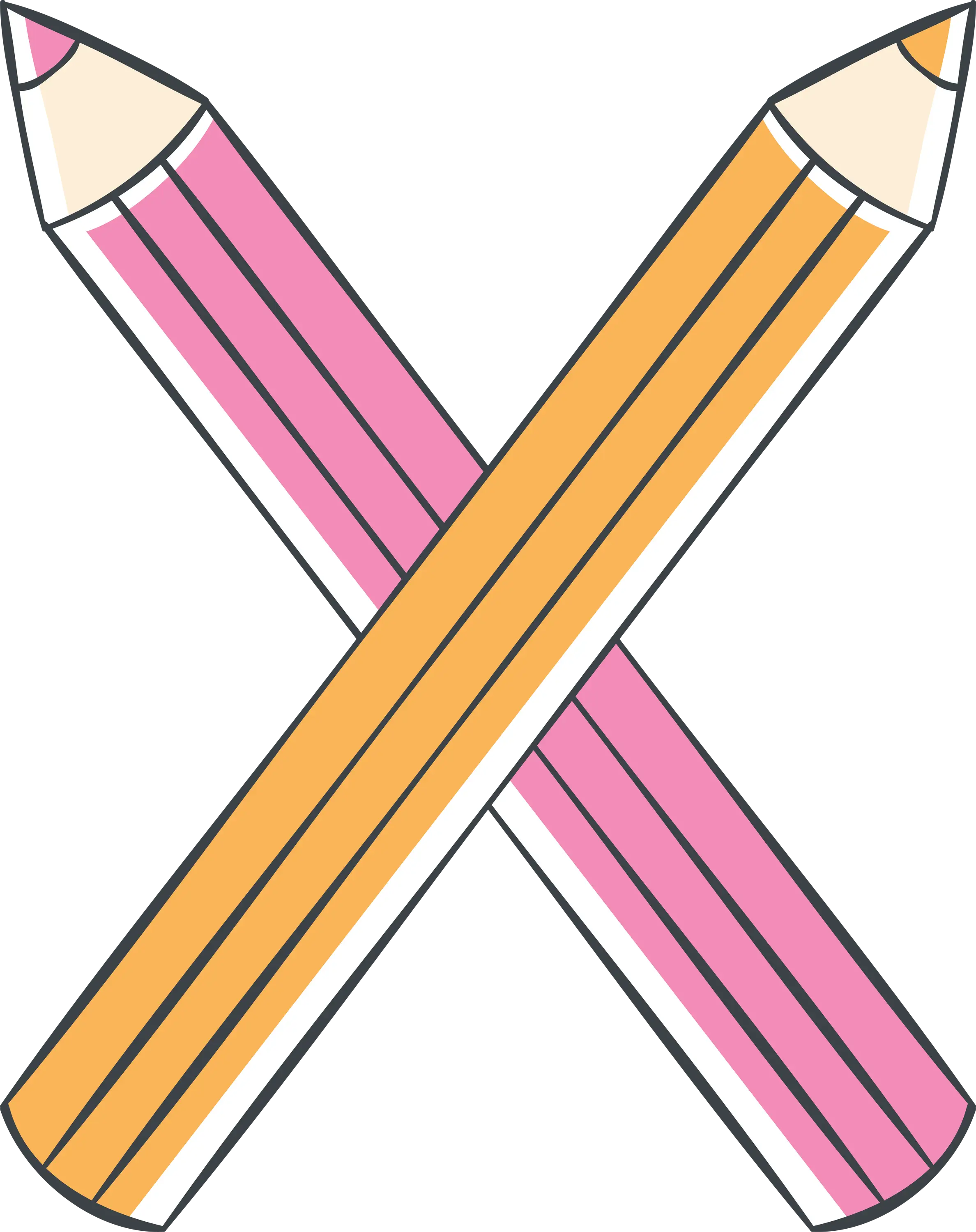 Crossed Pink and Yellow Pencils Illustration