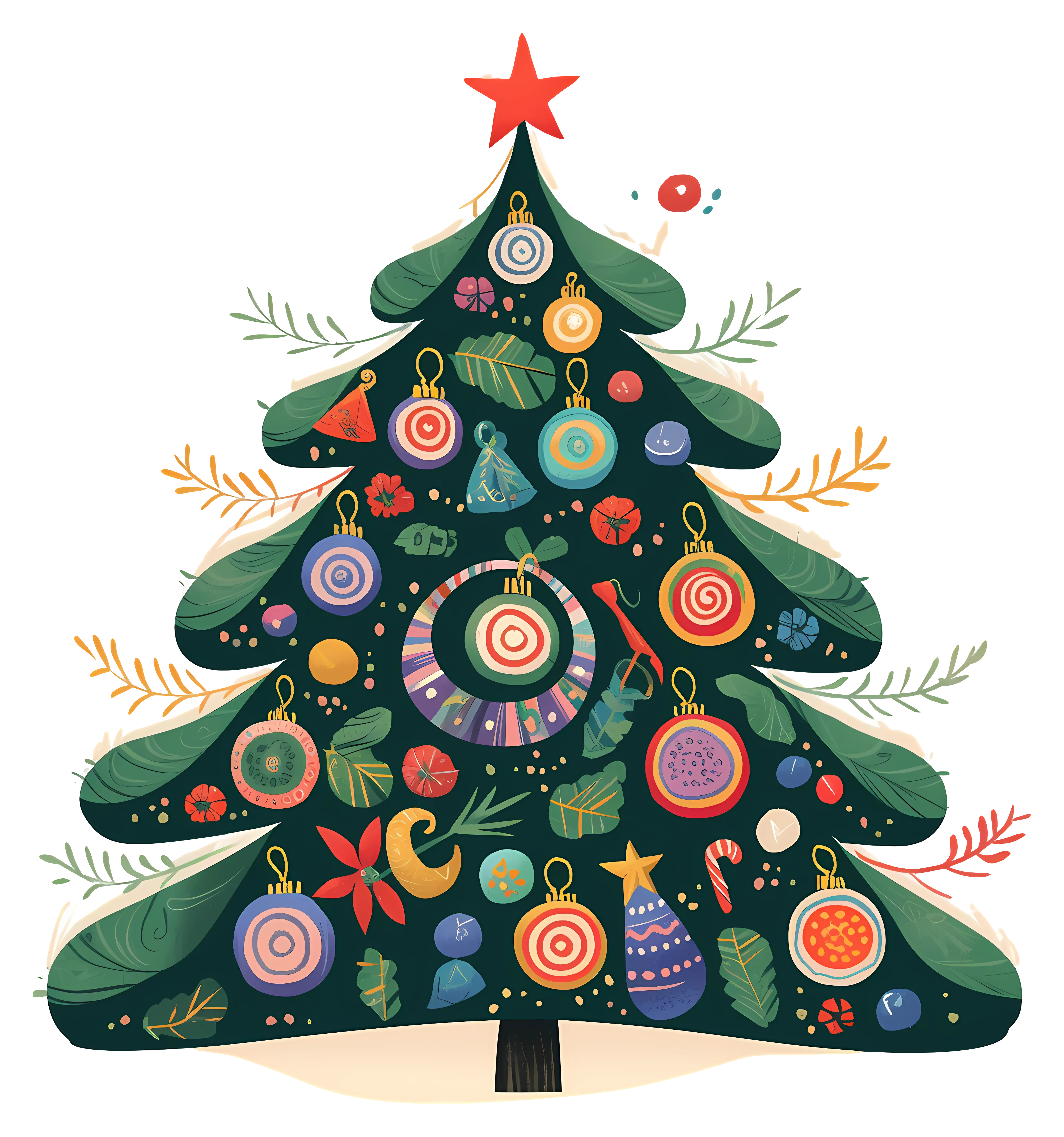 Decorated Christmas Tree with Festive Ornaments