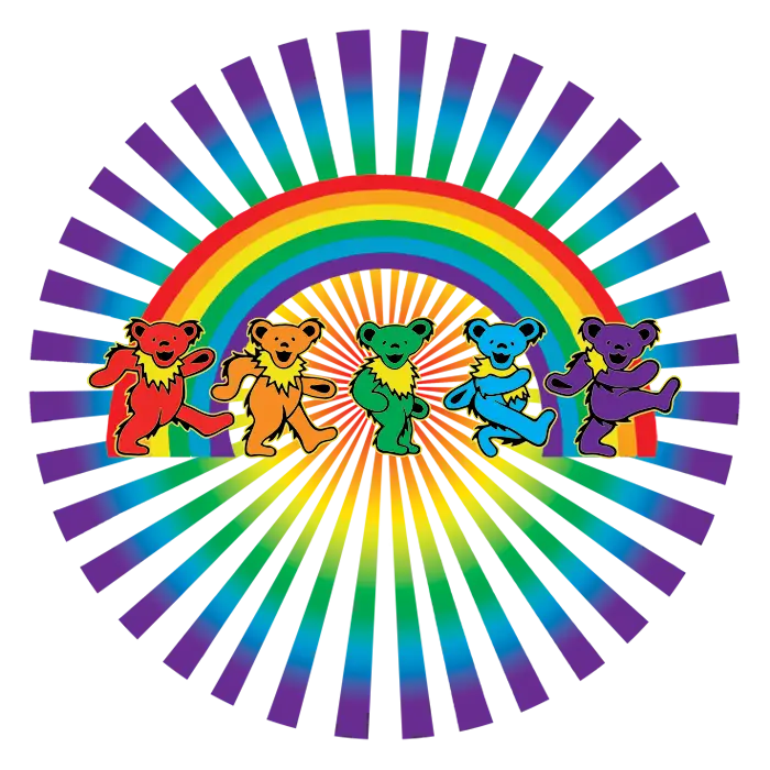 Colorful Dancing Bears with Rainbow