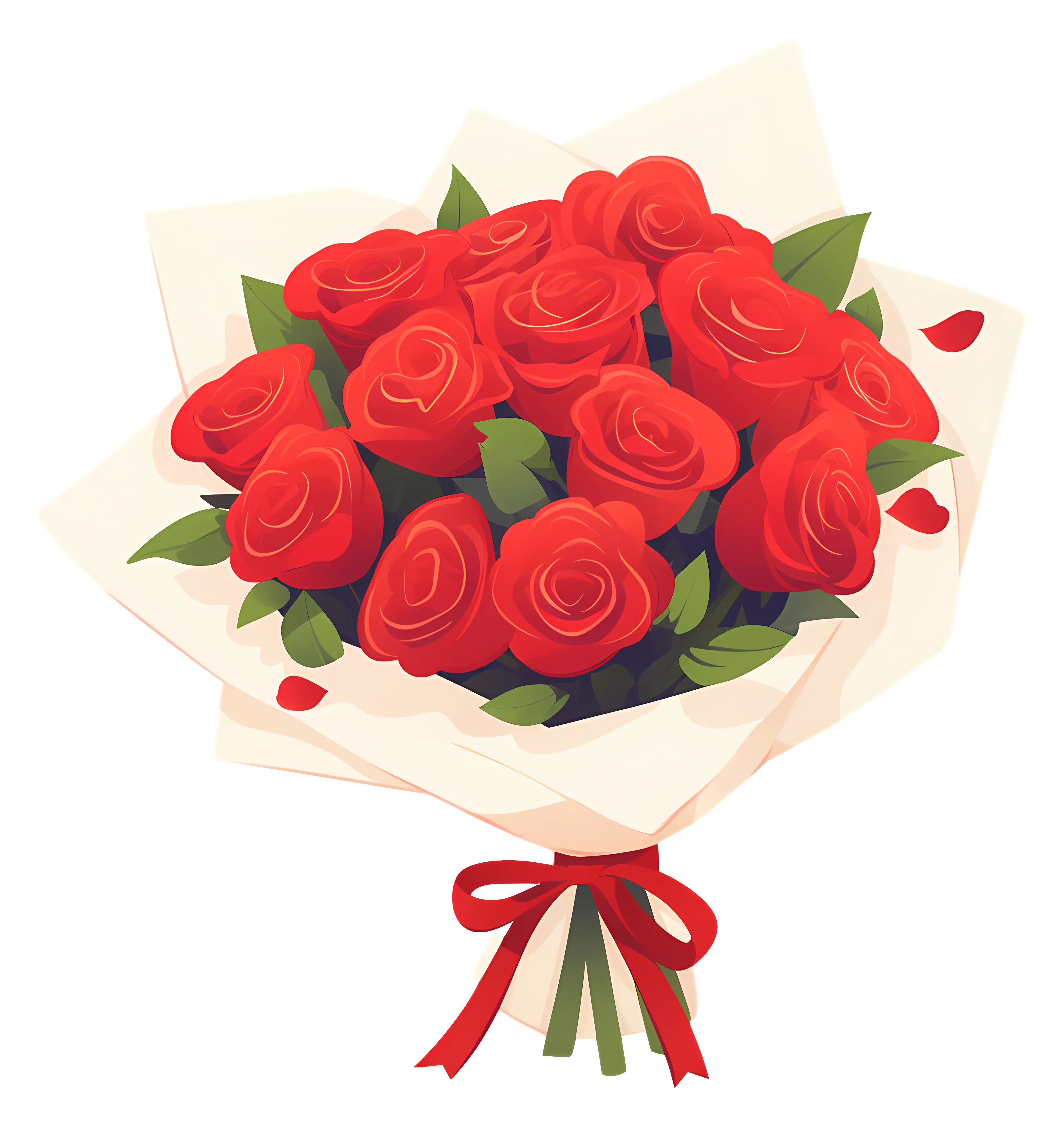 Romantic Red Rose Bouquet Illustration