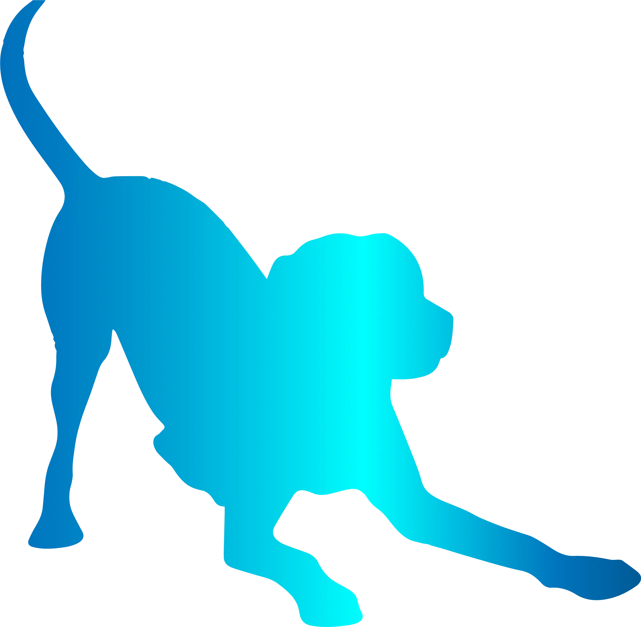 Playful Blue Dog Silhouette