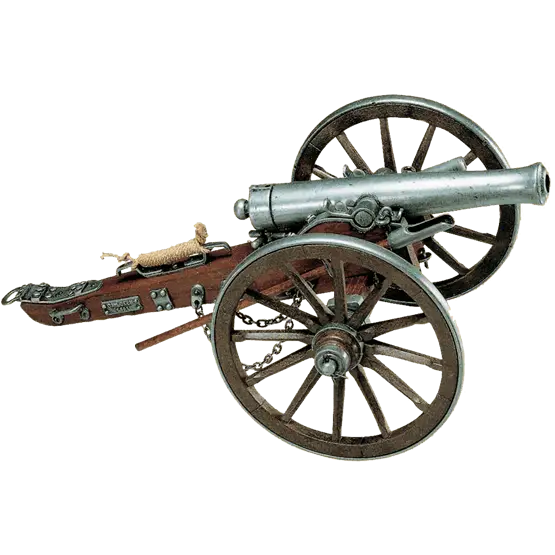 Vintage Artillery Cannon with Wheels