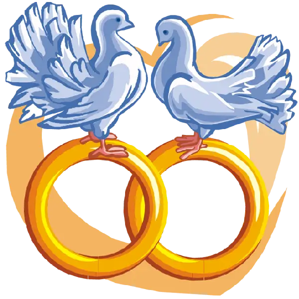 Doves with Wedding Rings Symbol