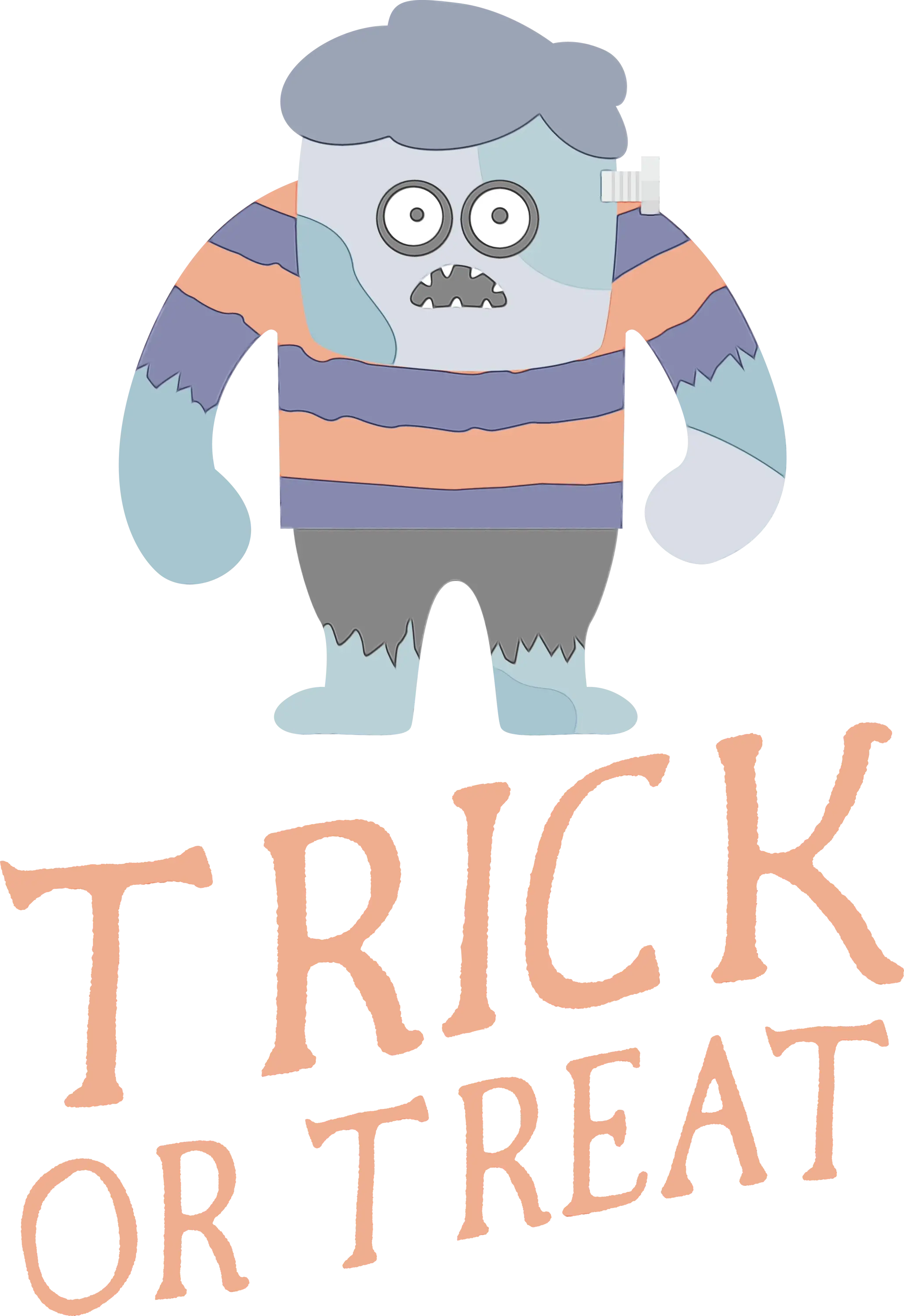 Cartoon Zombie with Trick or Treat Message