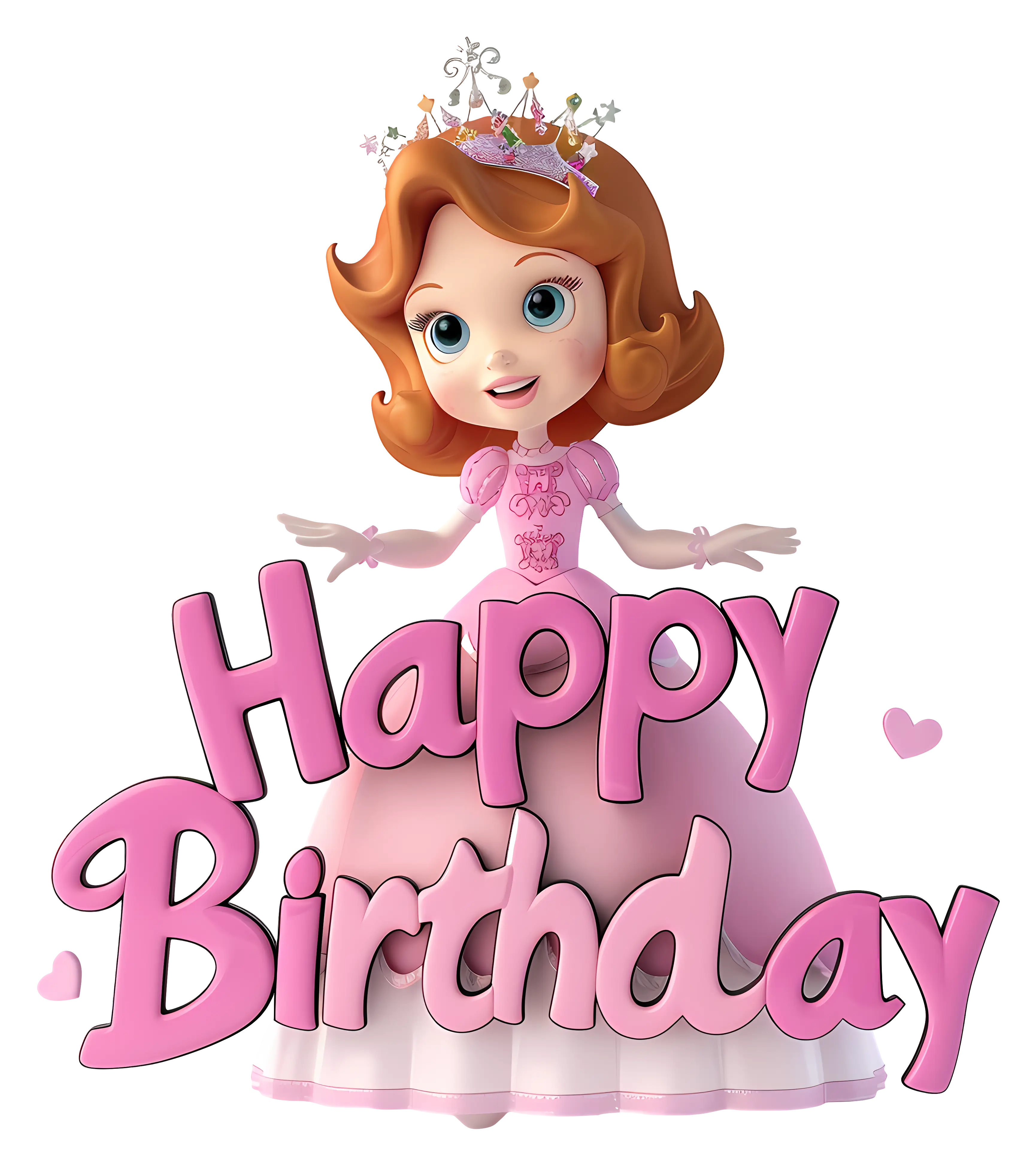 Happy Birthday with Princess in Pink Dress
