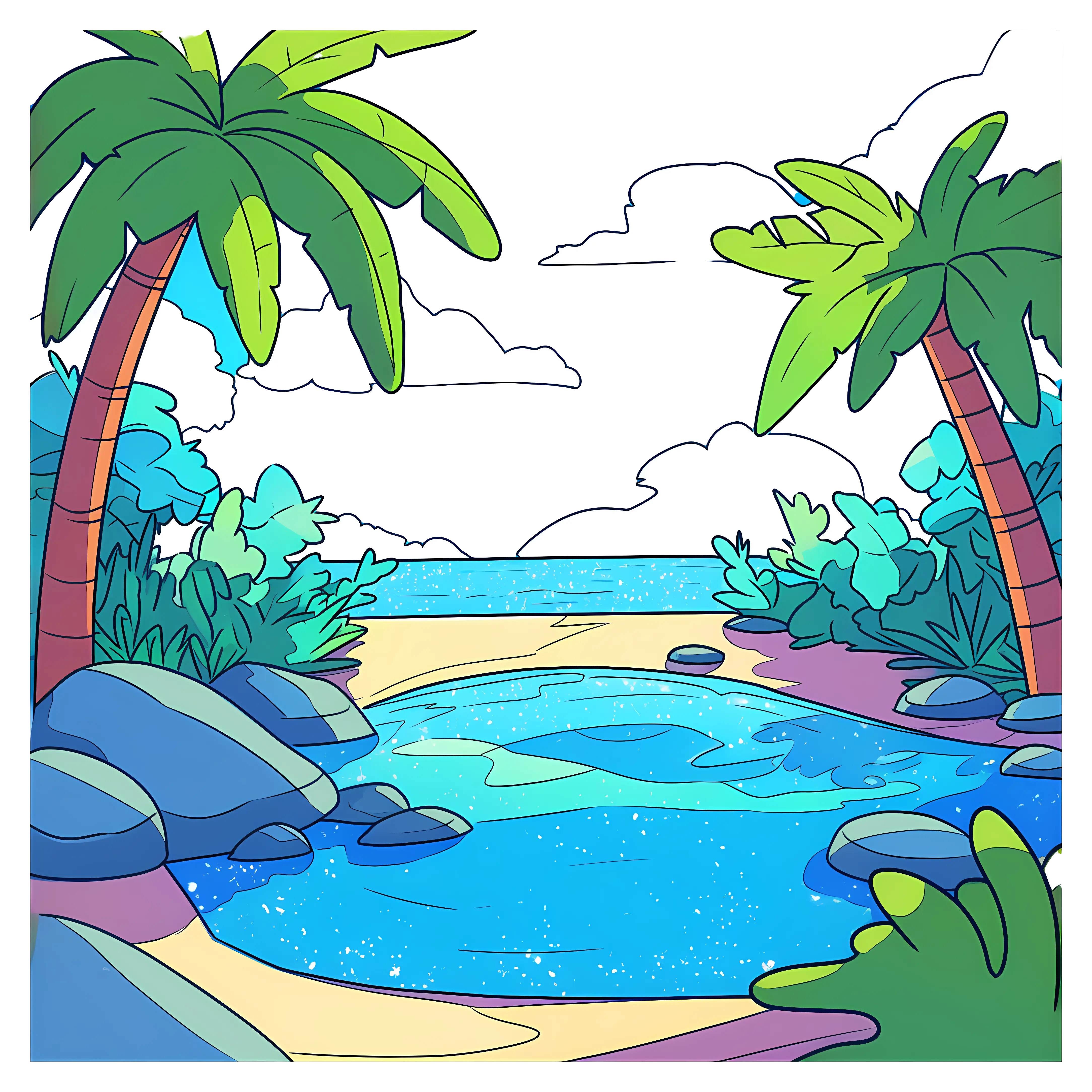 Tropical Beach Scene with Clear Waters
