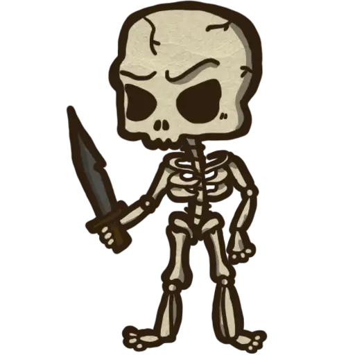 Cartoon Skeleton with Knife