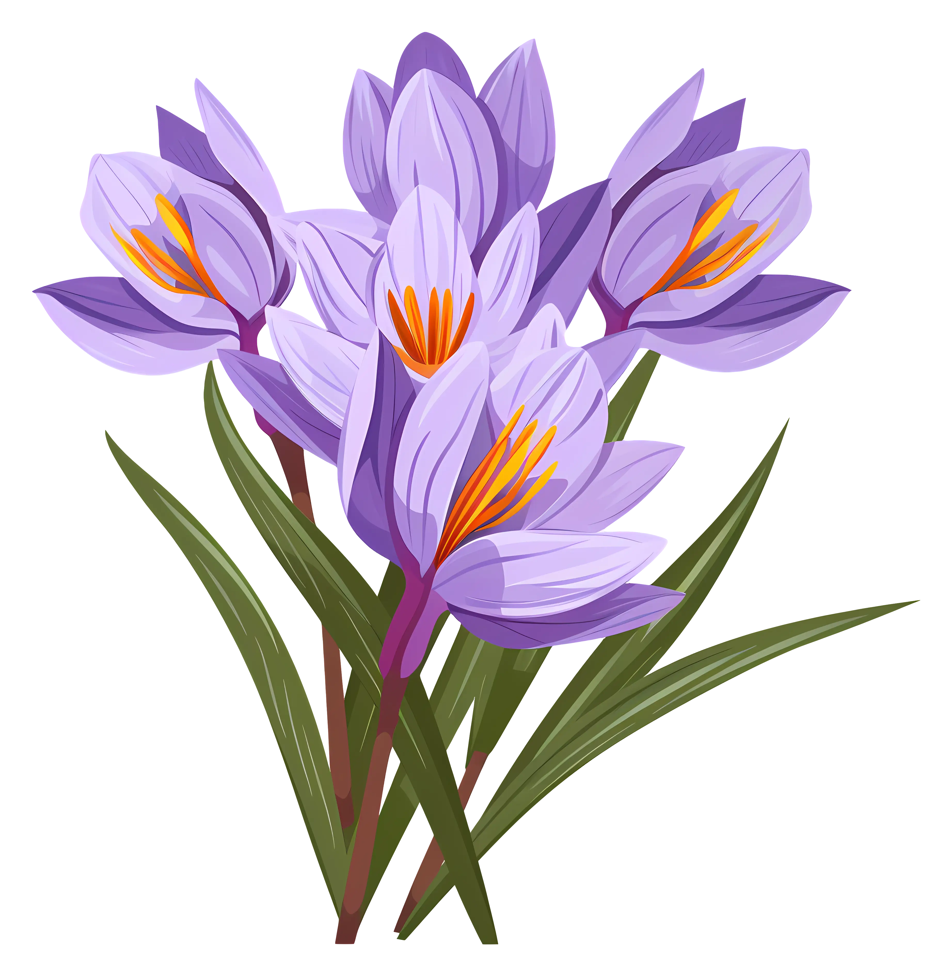 Purple Crocus Flowers in Bloom