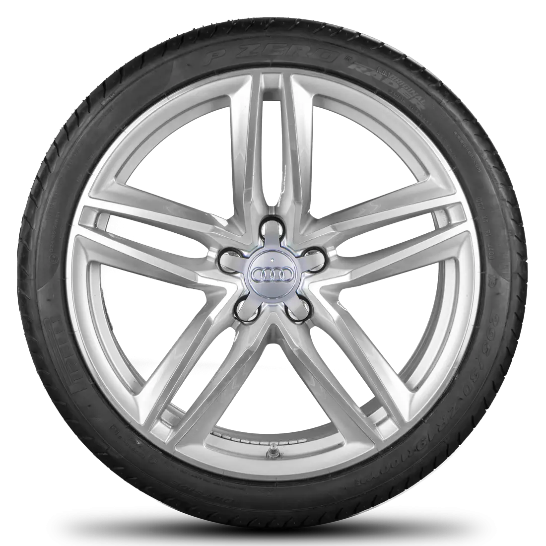 Modern Car Tire with Metallic Rim Design