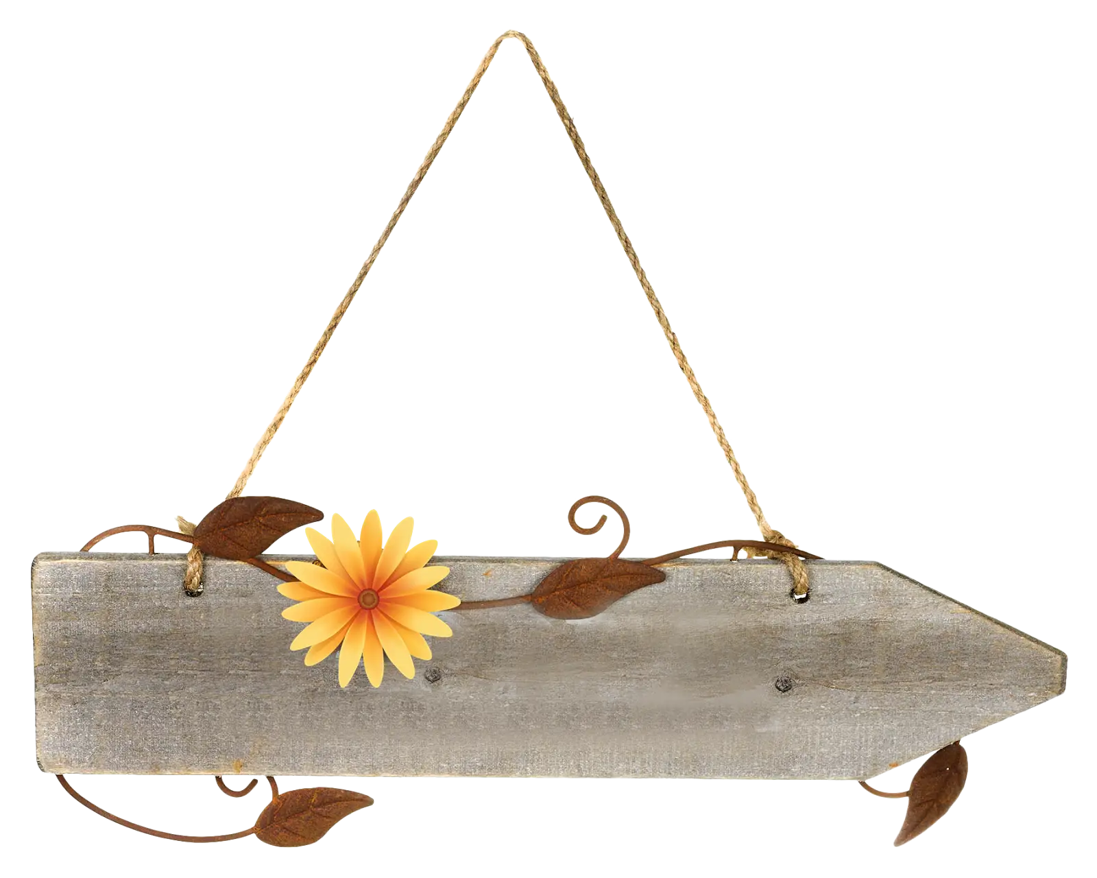 Rustic Wooden Sign with Flower