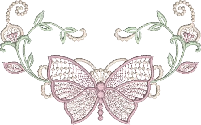 Embroidered Butterfly with Floral Design