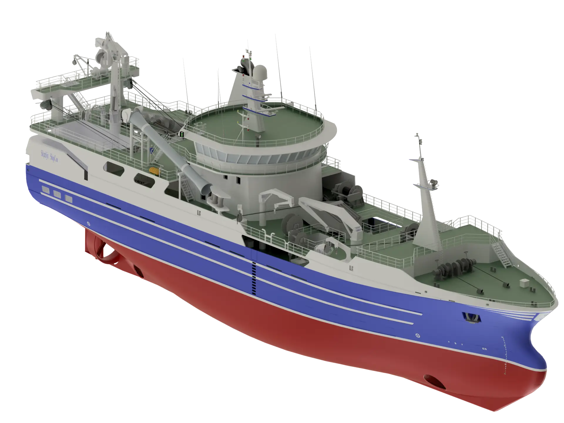 Blue and Red Maritime Cargo Ship