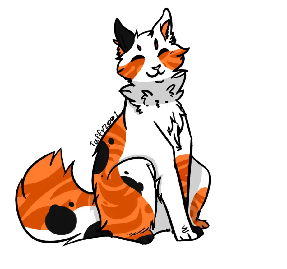 Cartoon Cat with Orange and White Fur Pattern