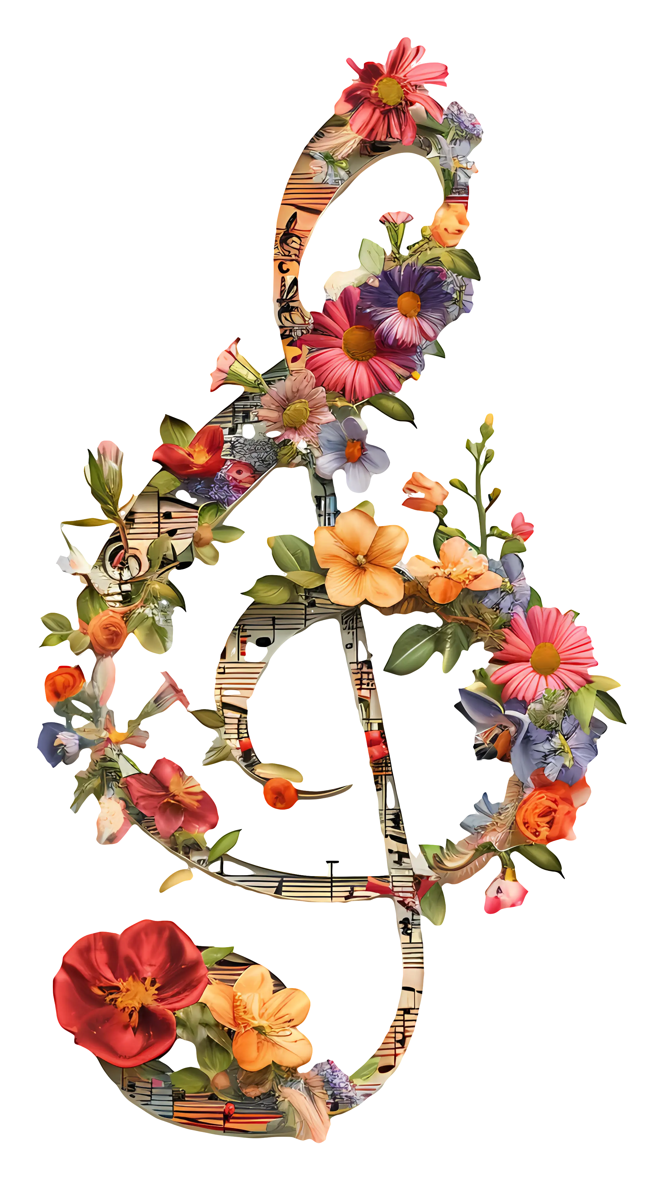 Musical Floral Treble Clef
