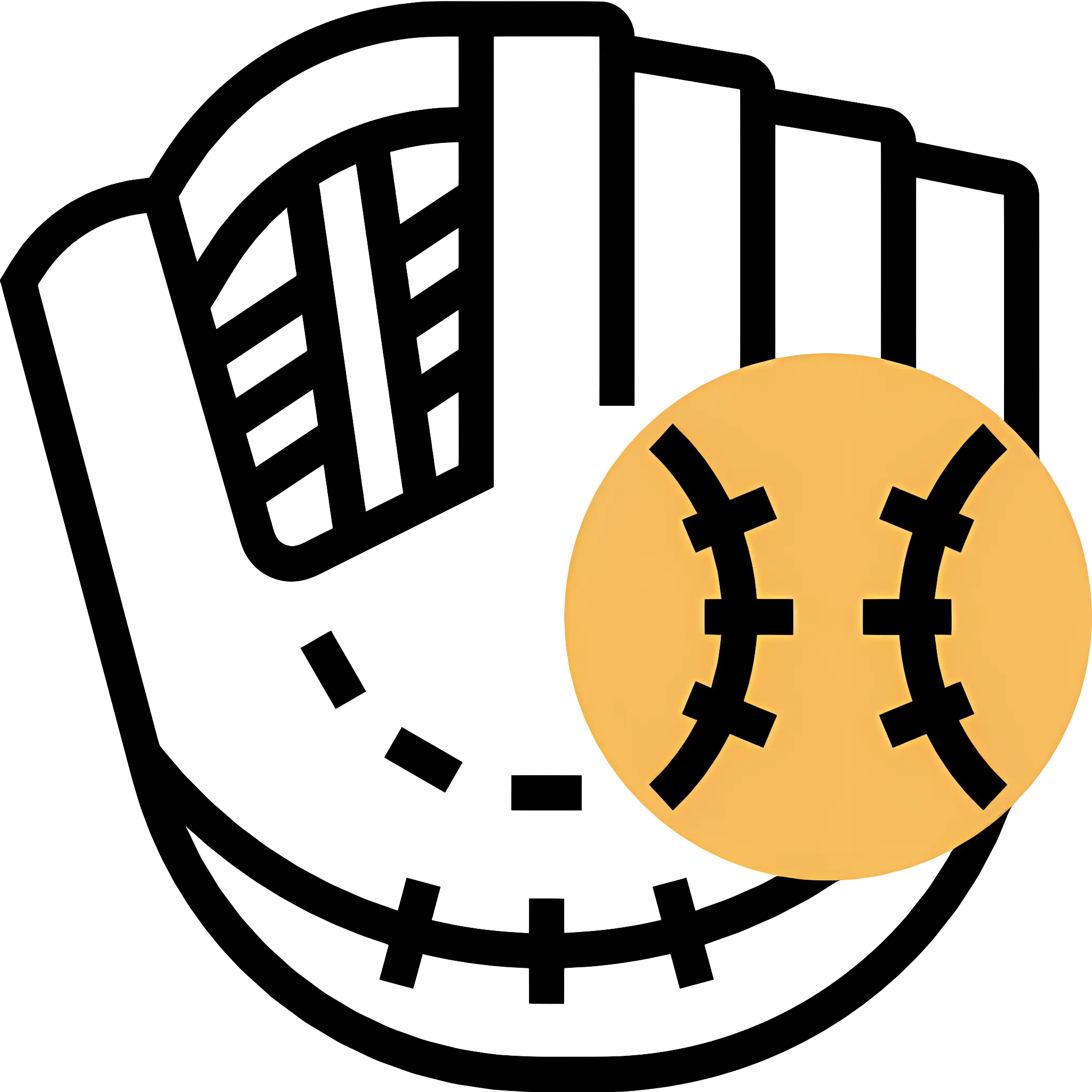 Baseball and Glove Outline Illustration