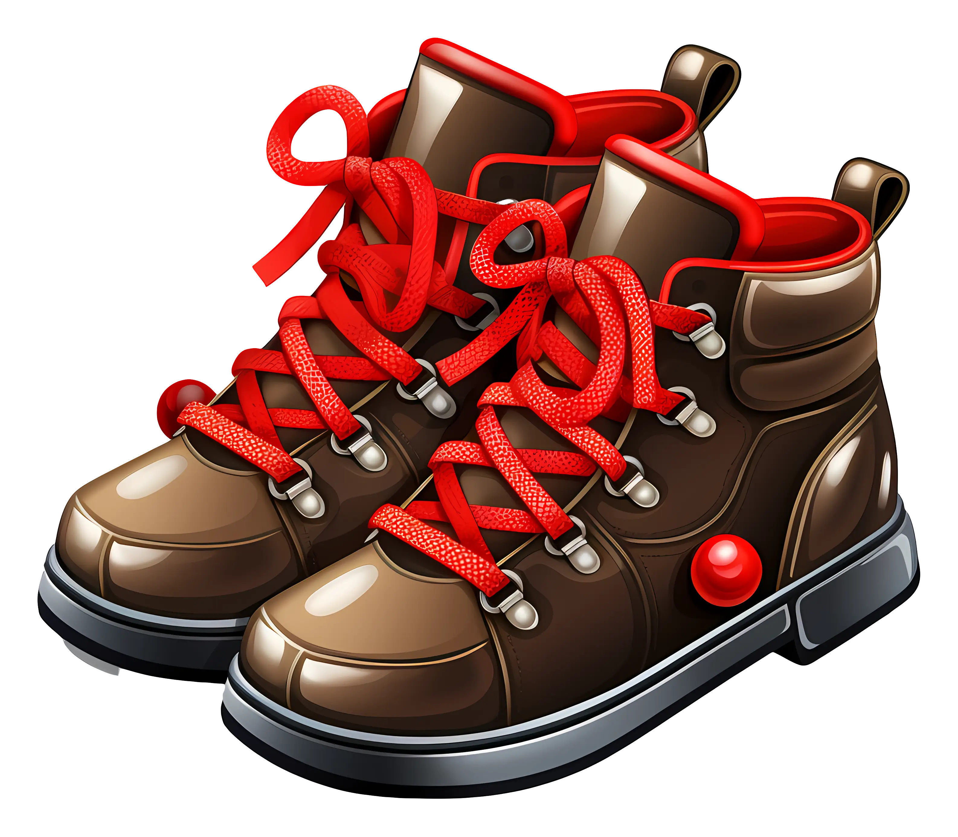 Hiking Boots with Red Laces