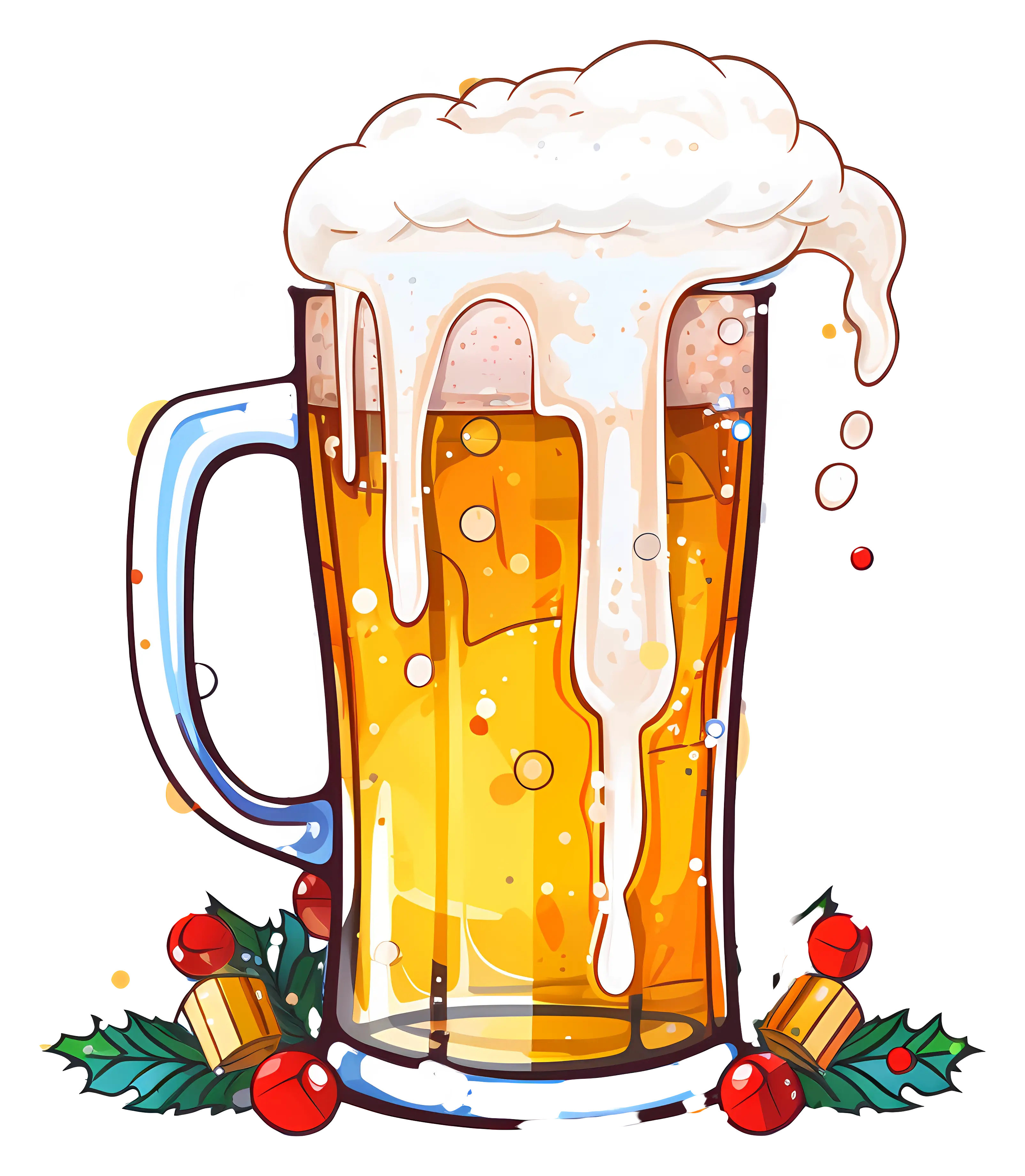 Beer Mug with Christmas Decorations