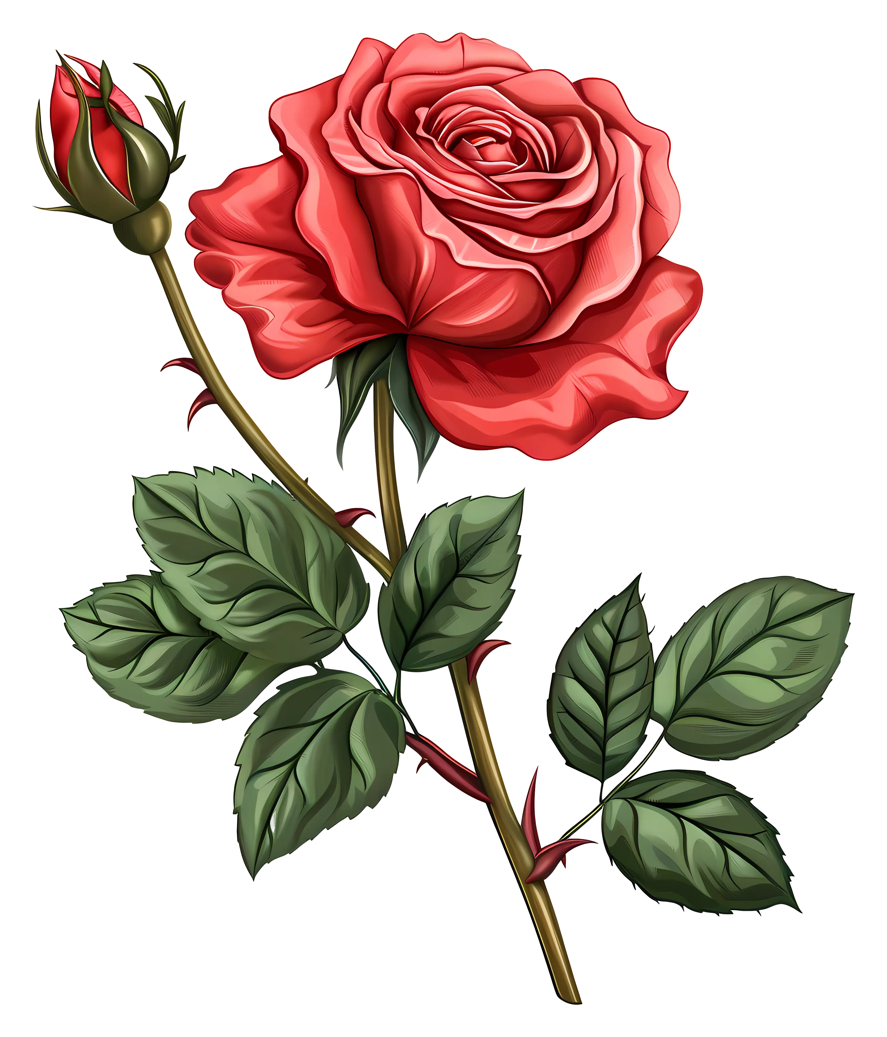 Romantic Red Rose Illustration