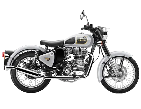 Classic Royal Enfield Motorcycle in Silver