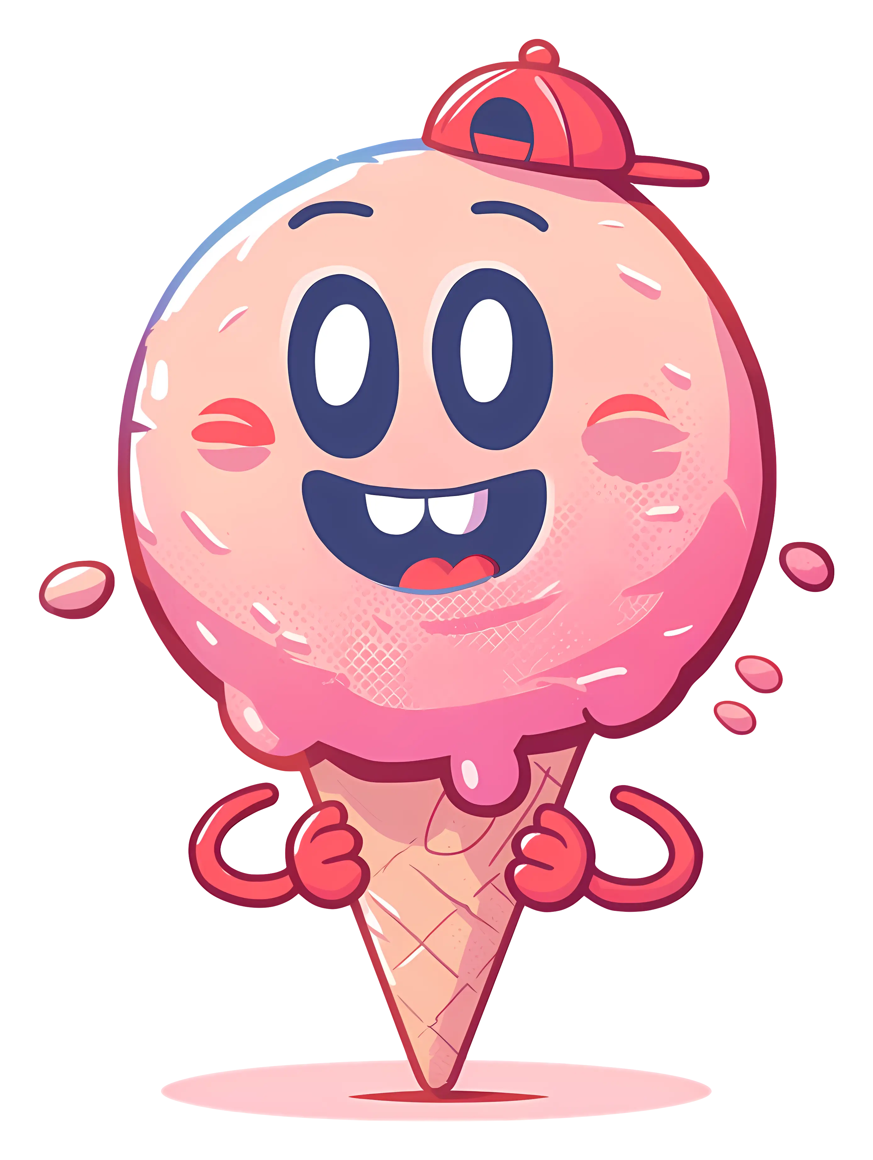 Happy Ice Cream Cone Character