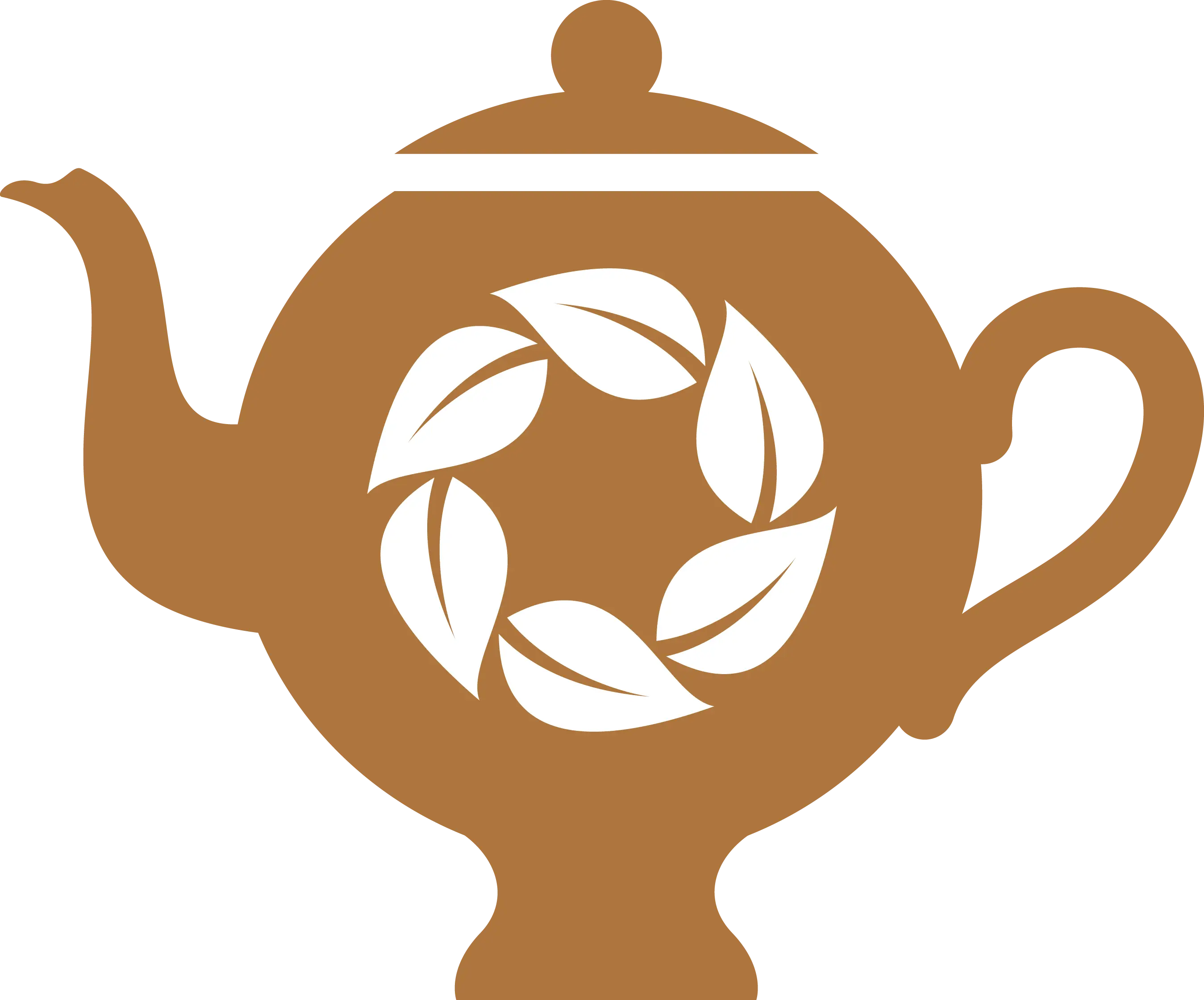 Brown Teapot with Leaf Design