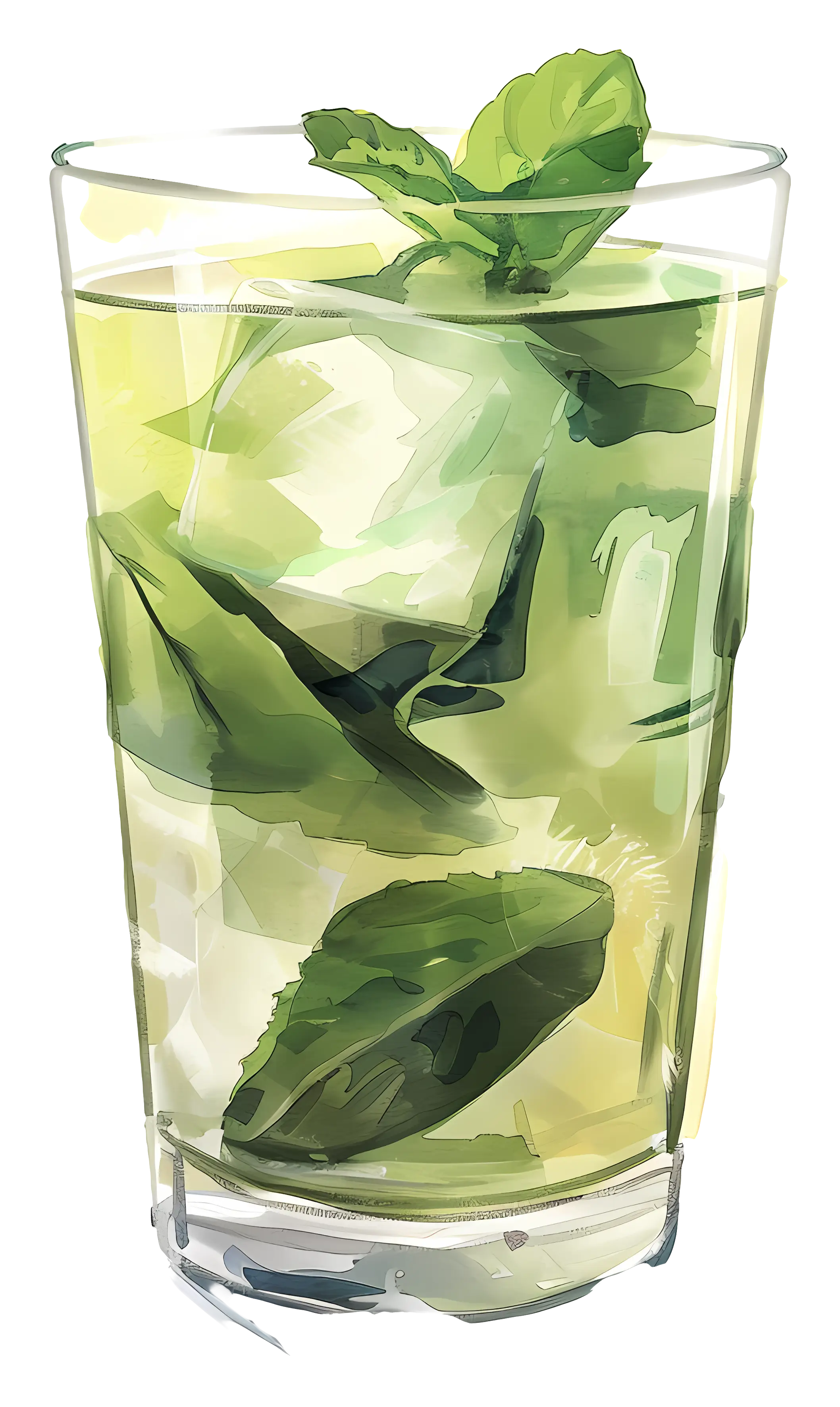 Mint and Lime Cocktail Glass Illustration for Refreshing Vibes