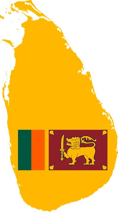 Sri Lanka Map with National Flag